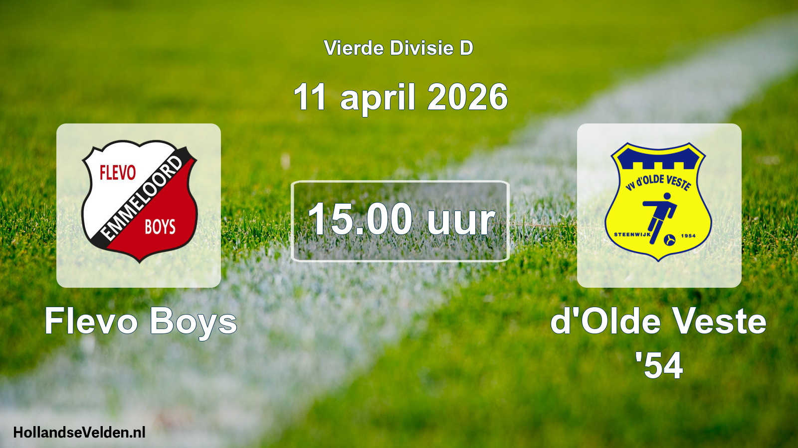 Geplande wedstrijd: Flevo Boys - d'Olde Veste '54 (11 april 2026)