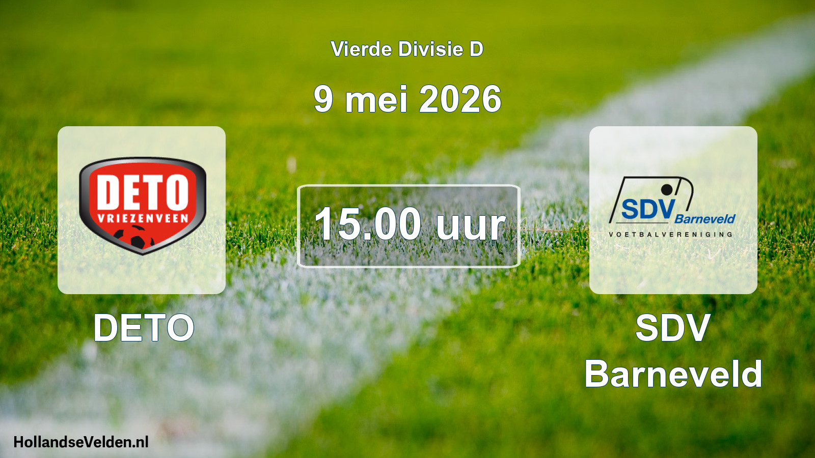 Geplande wedstrijd: DETO - SDV Barneveld (9 mei 2026)