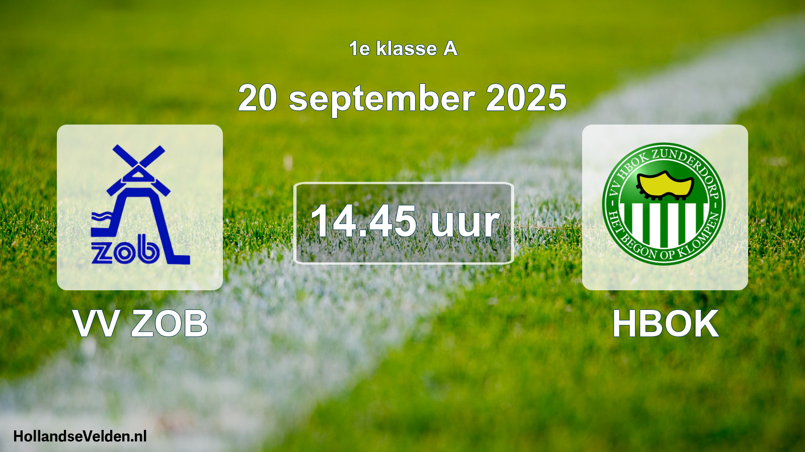 Geplande wedstrijd: VV ZOB - HBOK (20 september 2025)
