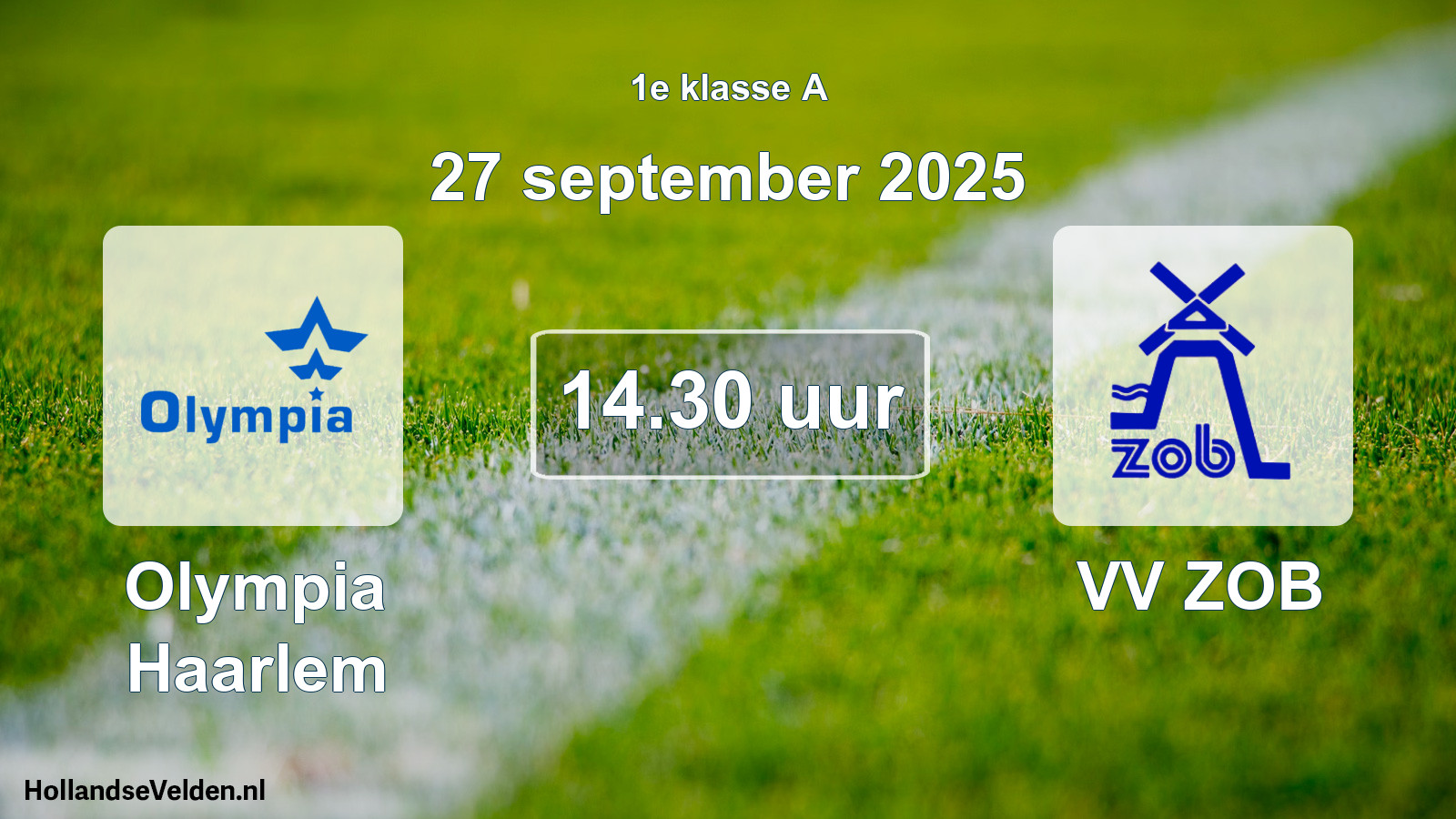 Geplande wedstrijd: Olympia Haarlem - VV ZOB (27 september 2025)
