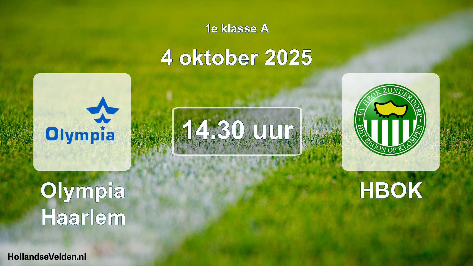 Geplande wedstrijd: Olympia Haarlem - HBOK (4 oktober 2025)