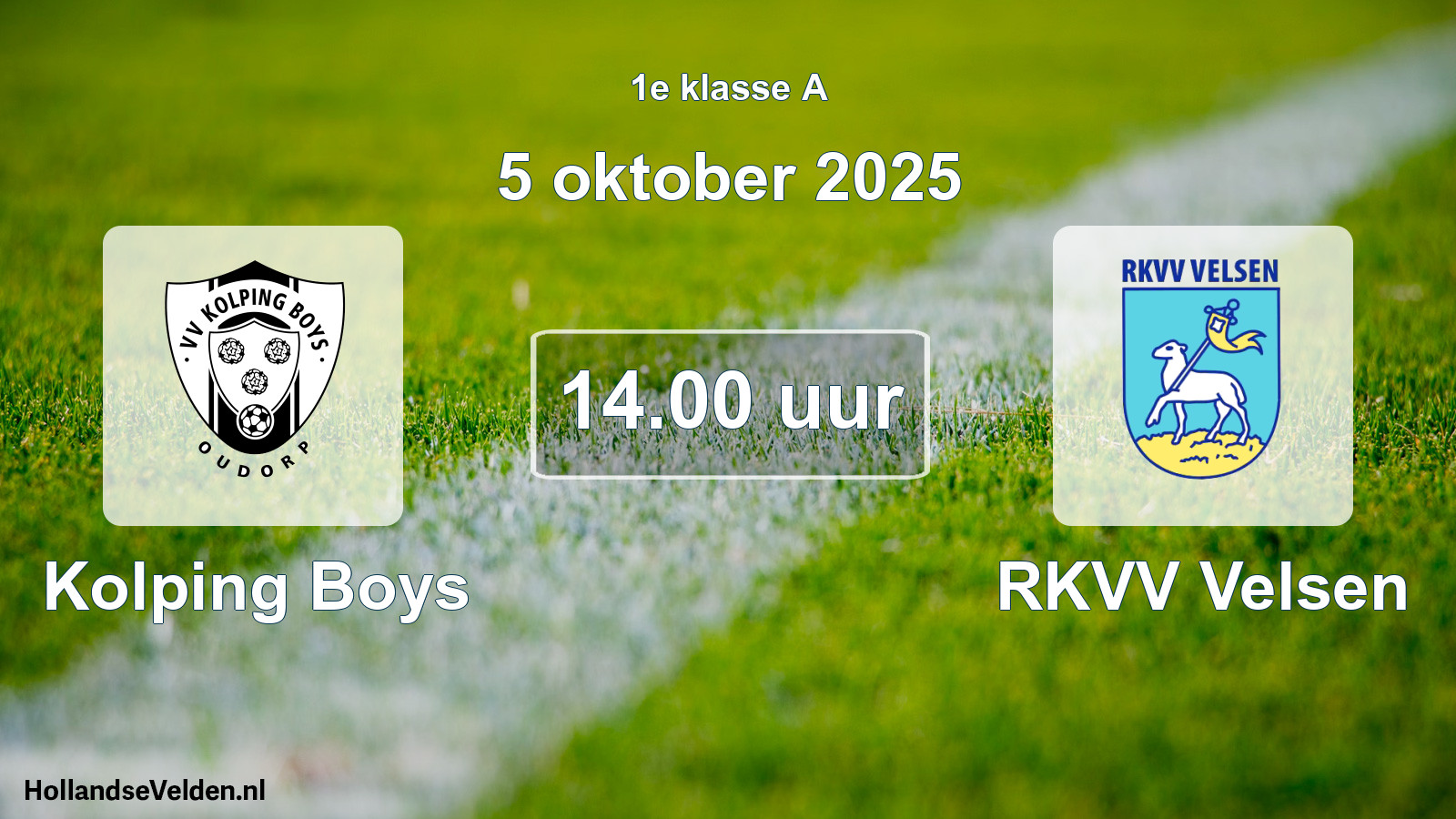 Geplande wedstrijd: Kolping Boys - RKVV Velsen (5 oktober 2025)