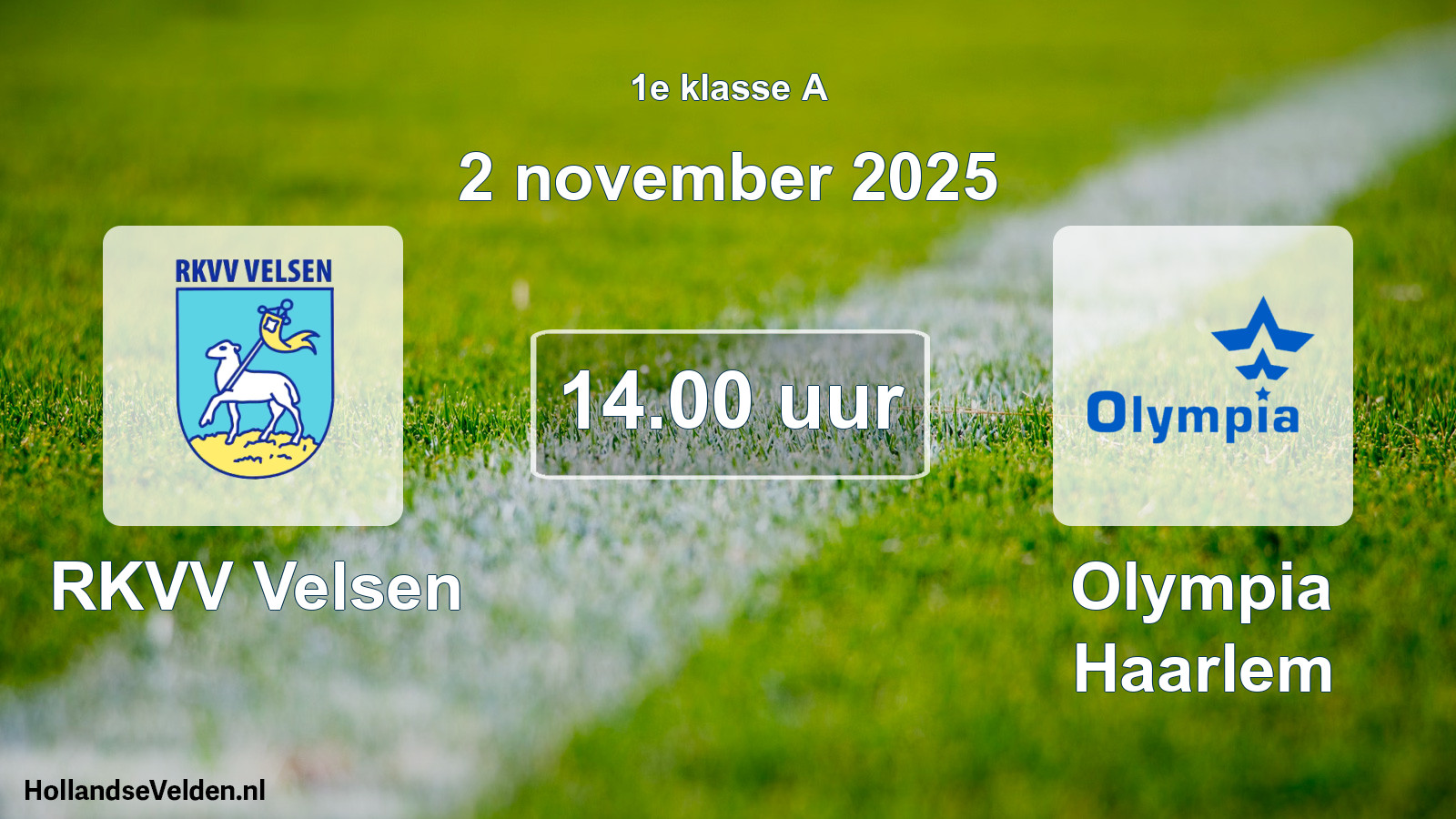 Geplande wedstrijd: RKVV Velsen - Olympia Haarlem (2 november 2025)