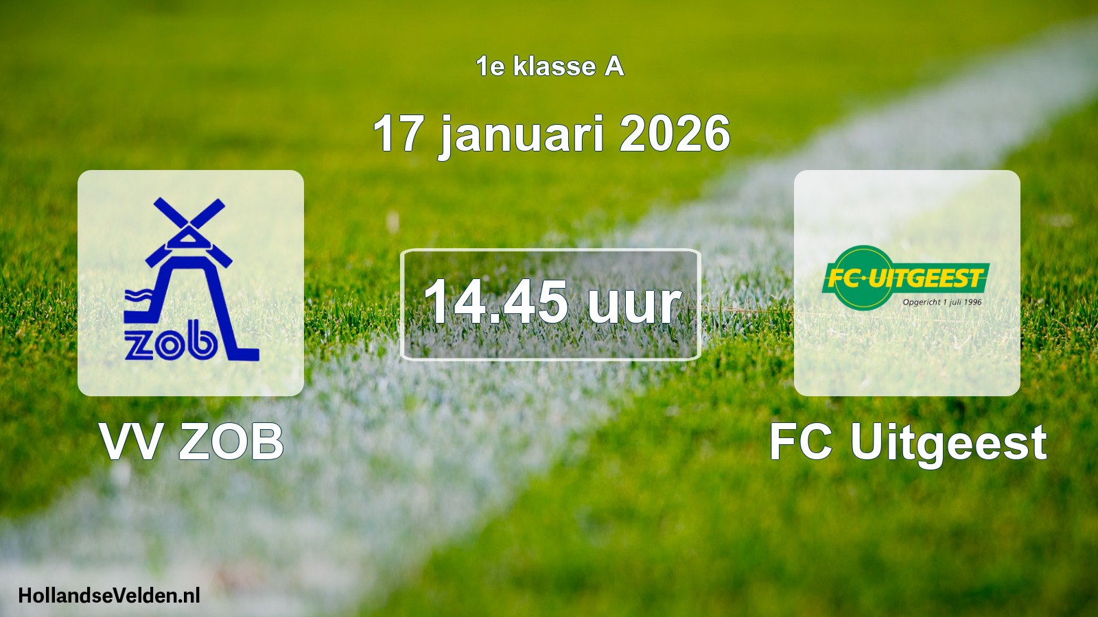 Geplande wedstrijd: VV ZOB - FC Uitgeest (17 januari 2026)