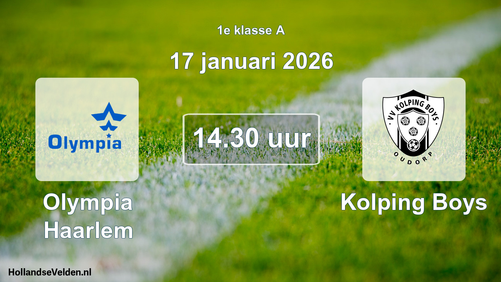 Geplande wedstrijd: Olympia Haarlem - Kolping Boys (17 januari 2026)