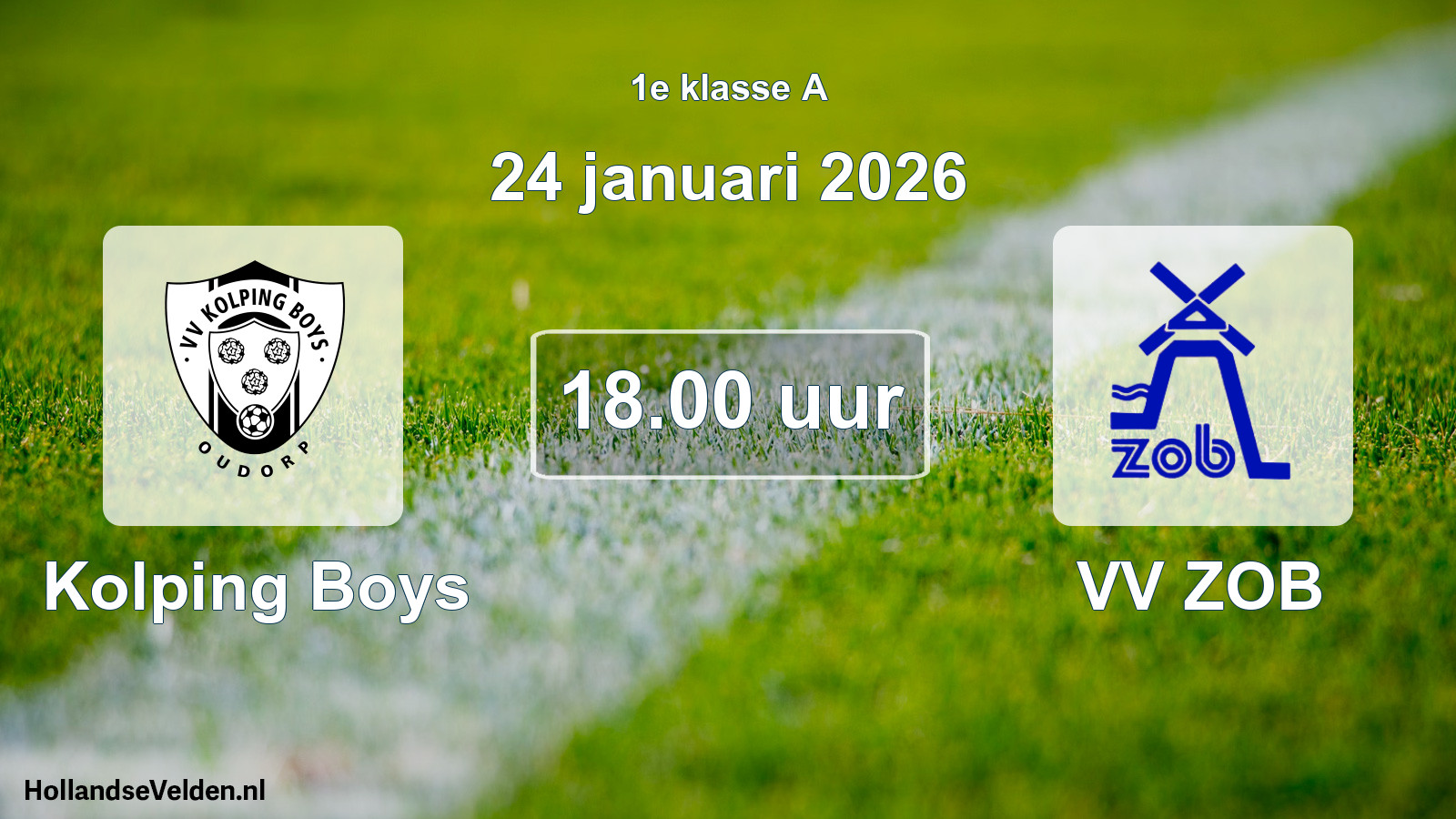 Geplande wedstrijd: Kolping Boys - VV ZOB (24 januari 2026)