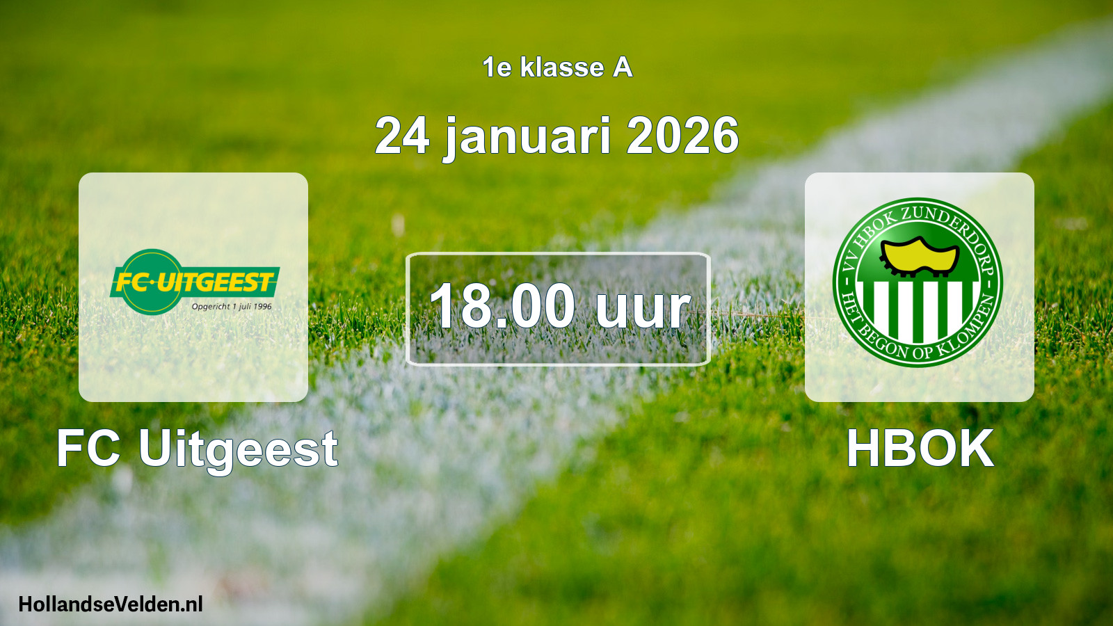 Geplande wedstrijd: FC Uitgeest - HBOK (24 januari 2026)