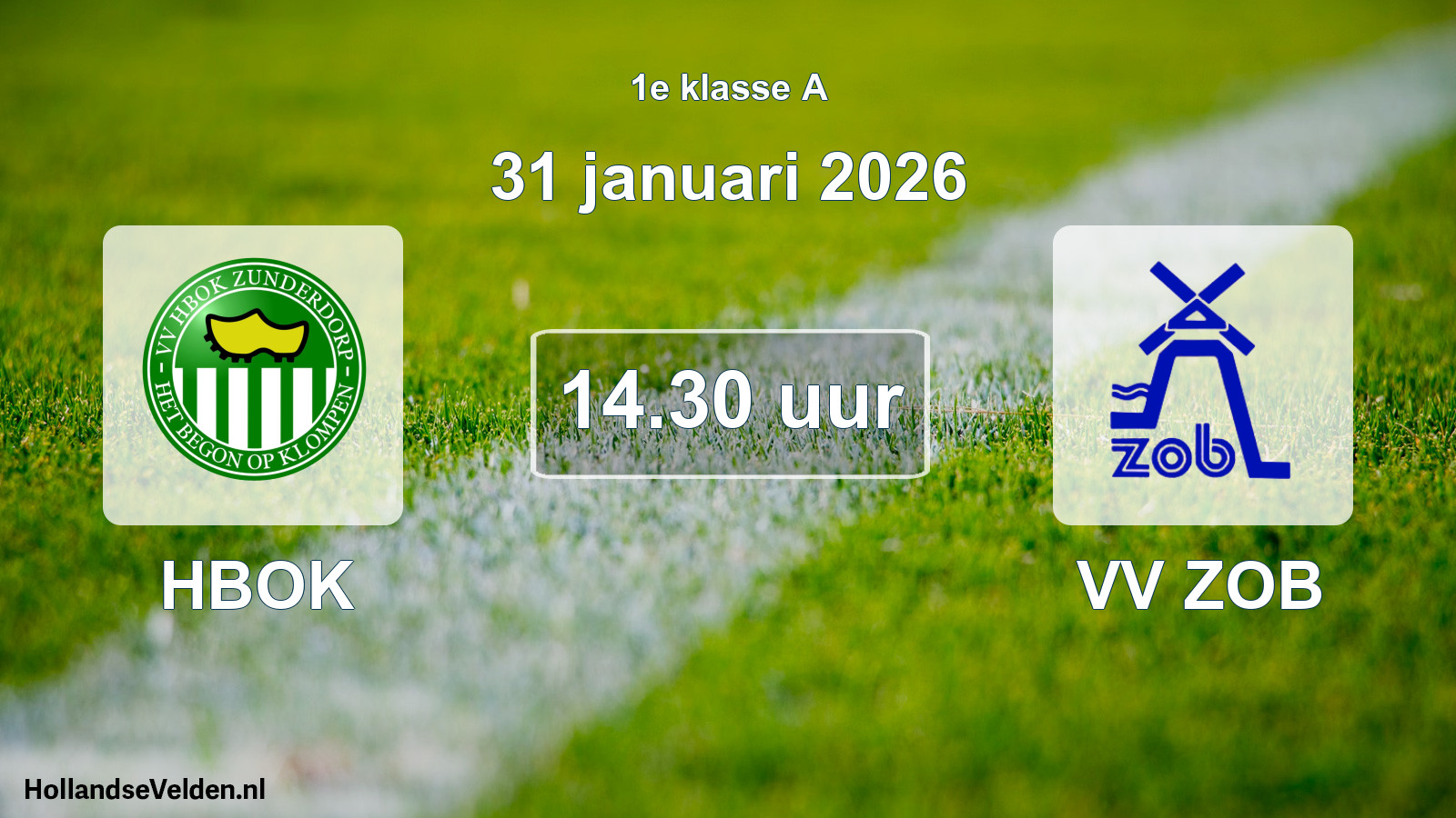 Geplande wedstrijd: HBOK - VV ZOB (31 januari 2026)