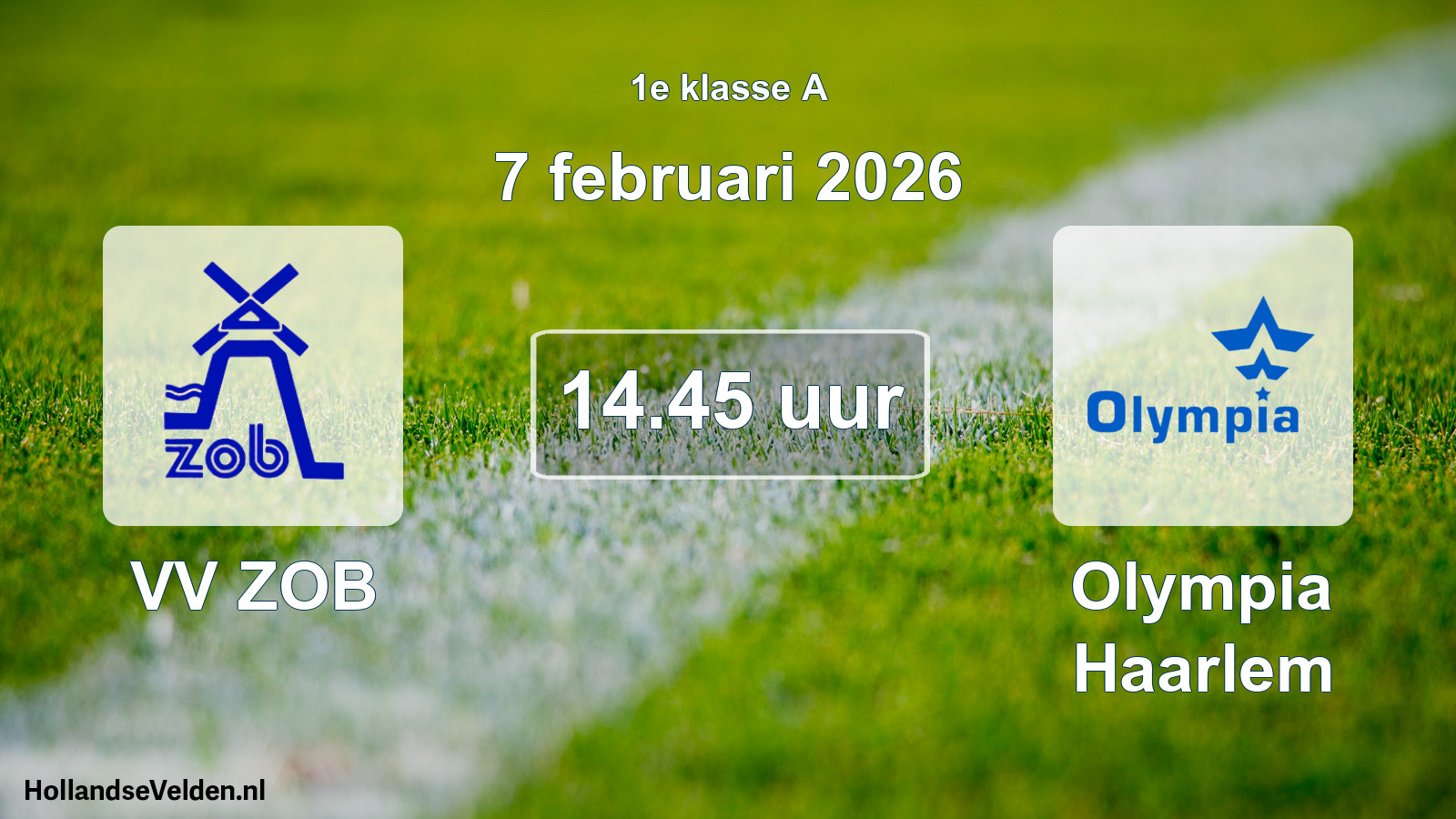 Geplande wedstrijd: VV ZOB - Olympia Haarlem (7 februari 2026)