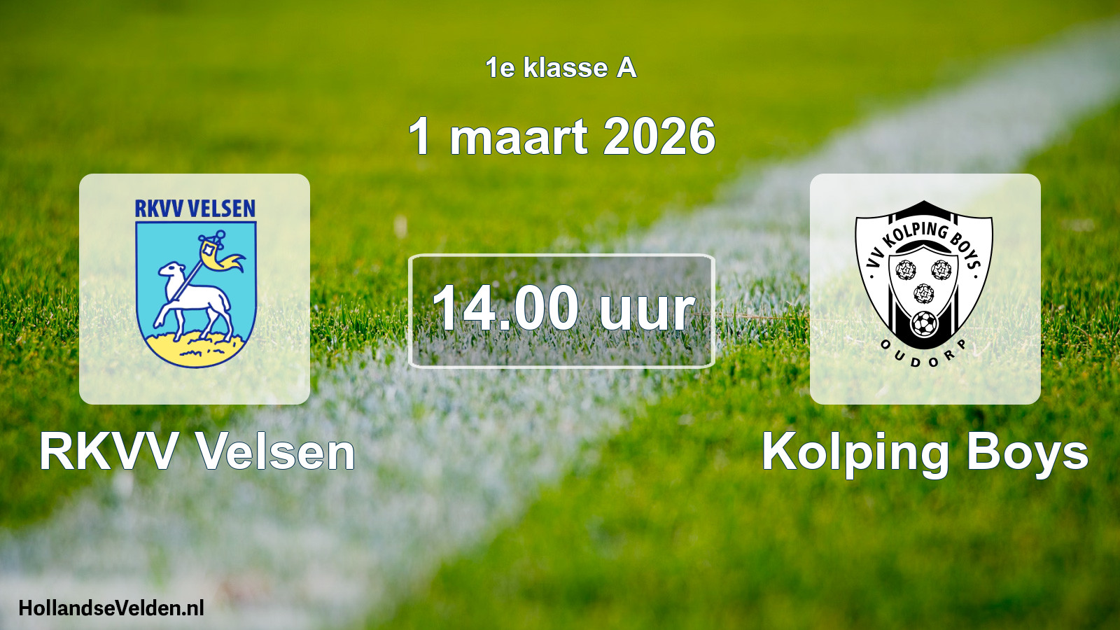 Geplande wedstrijd: RKVV Velsen - Kolping Boys (1 maart 2026)