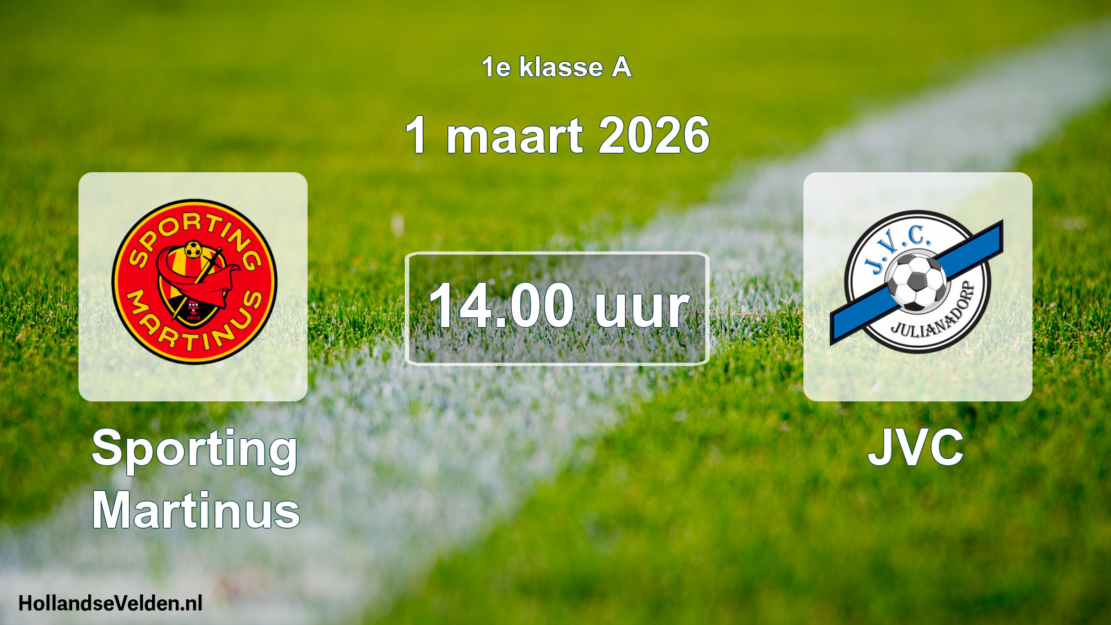 Geplande wedstrijd: Sporting Martinus - JVC (1 maart 2026)