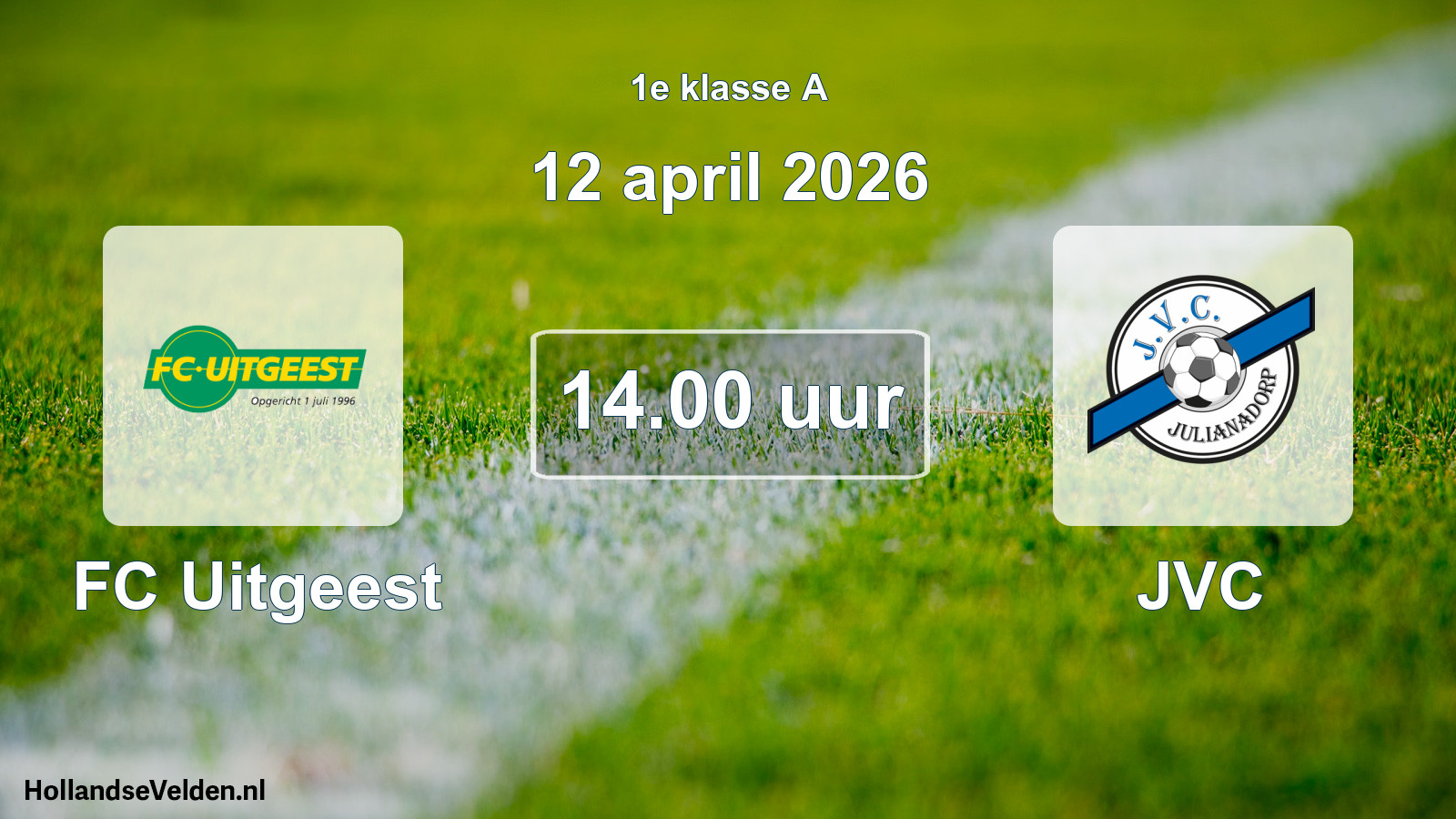 Geplande wedstrijd: FC Uitgeest - JVC (12 april 2026)