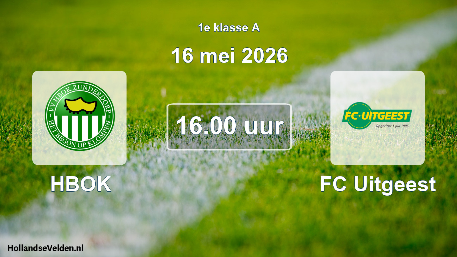 Geplande wedstrijd: HBOK - FC Uitgeest (16 mei 2026)