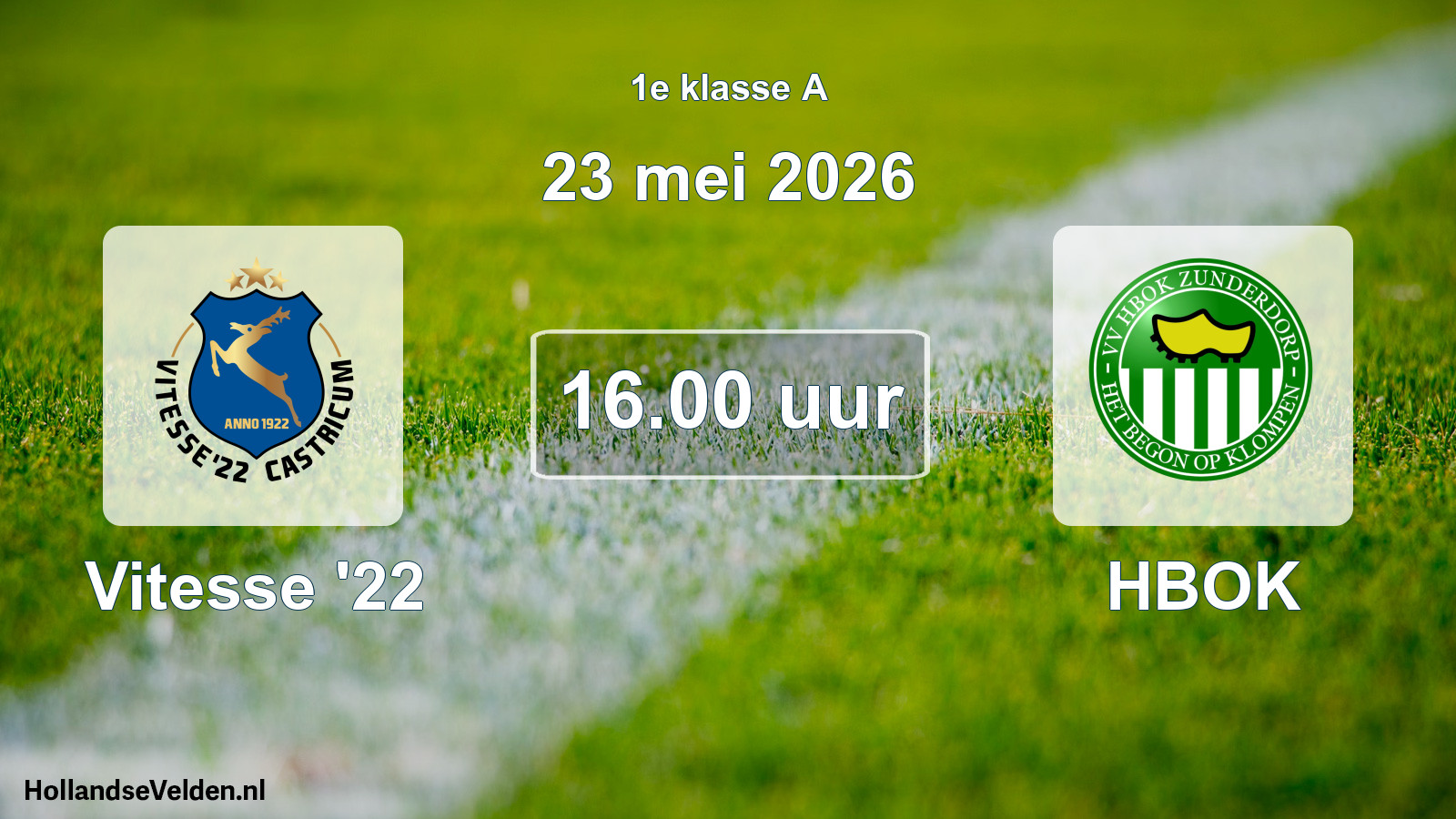 Geplande wedstrijd: Vitesse '22 - HBOK (23 mei 2026)
