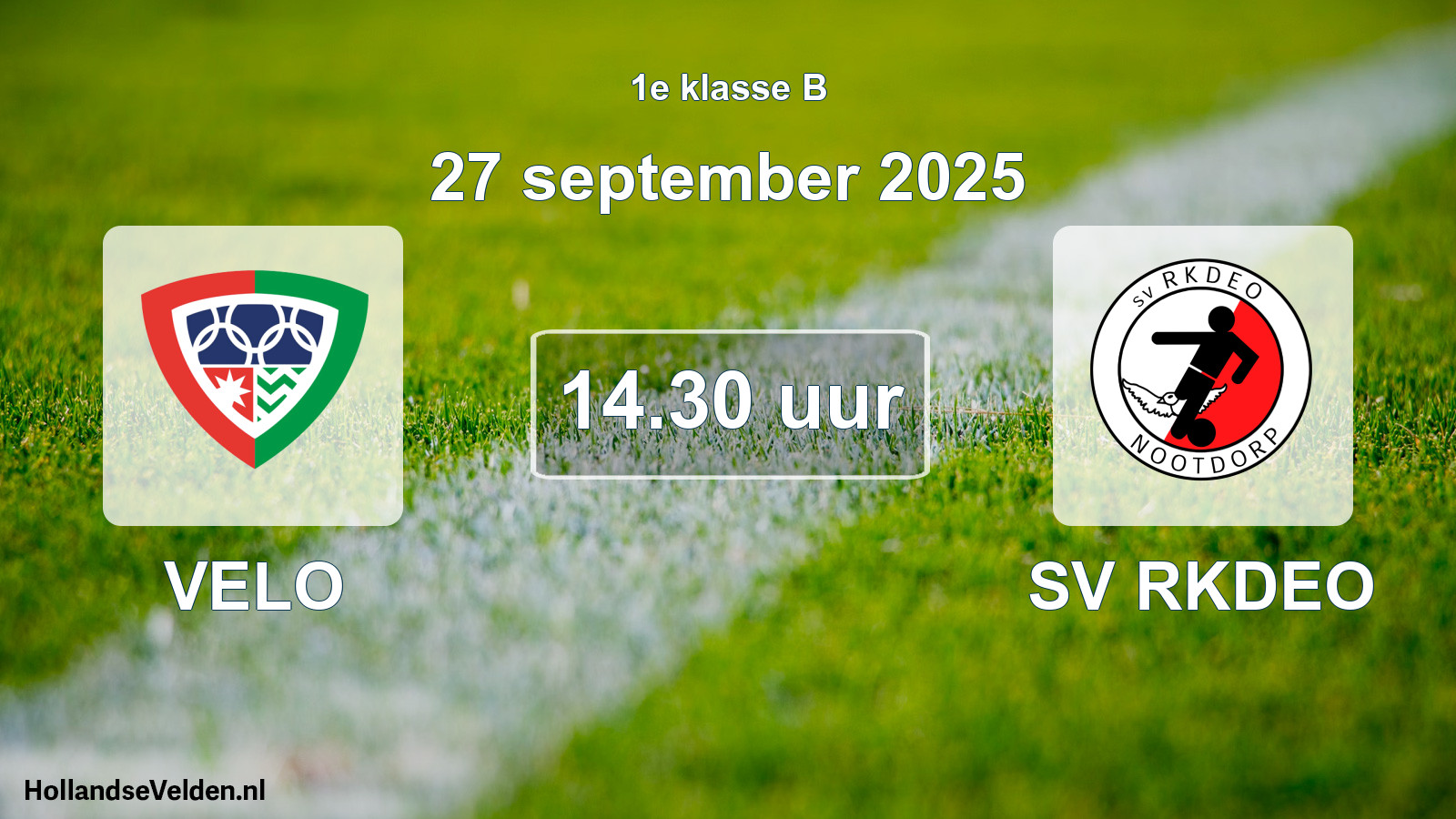 Geplande wedstrijd: VELO - SV RKDEO (27 september 2025)