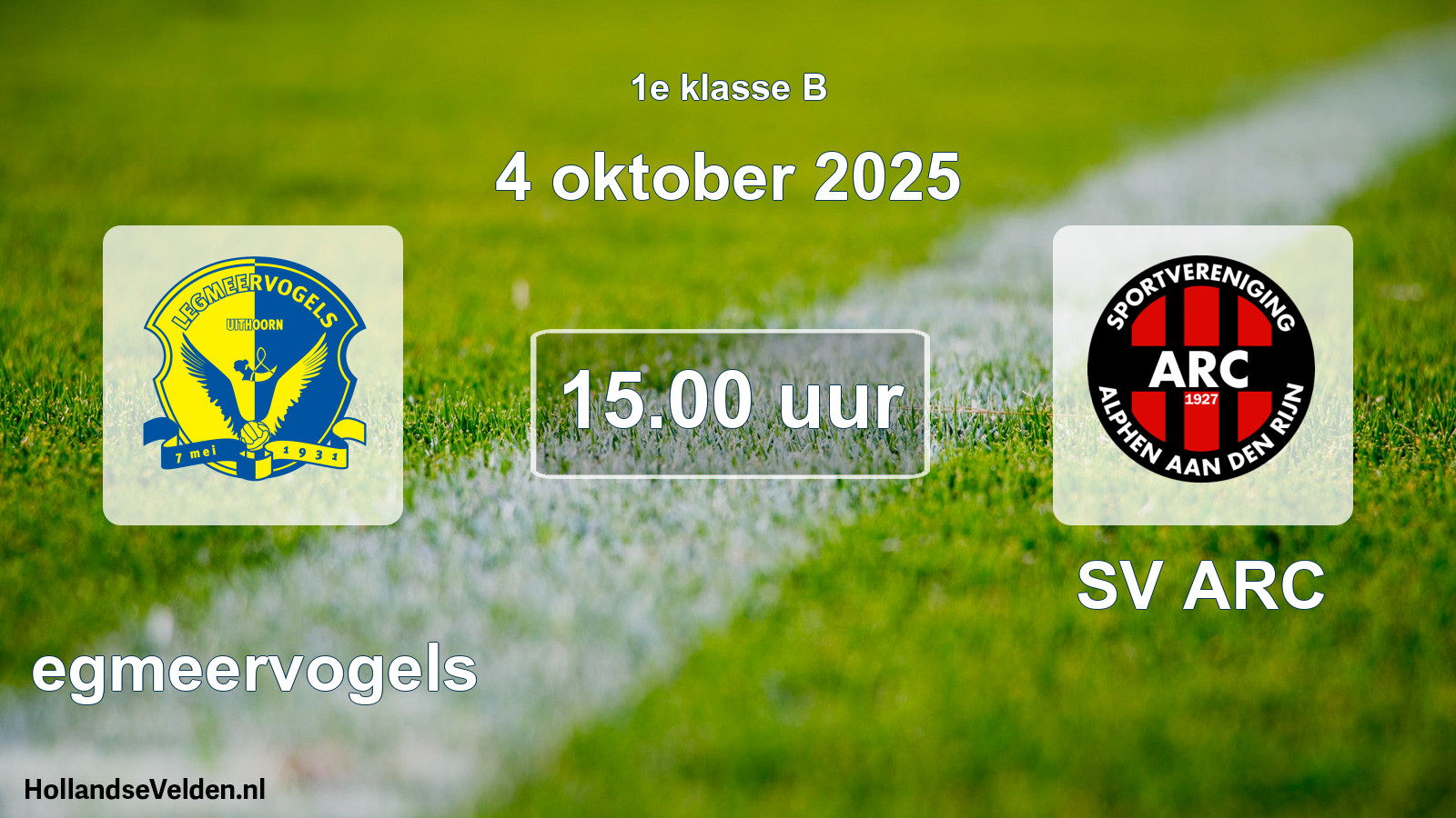 Geplande wedstrijd: Legmeervogels - SV ARC (4 oktober 2025)