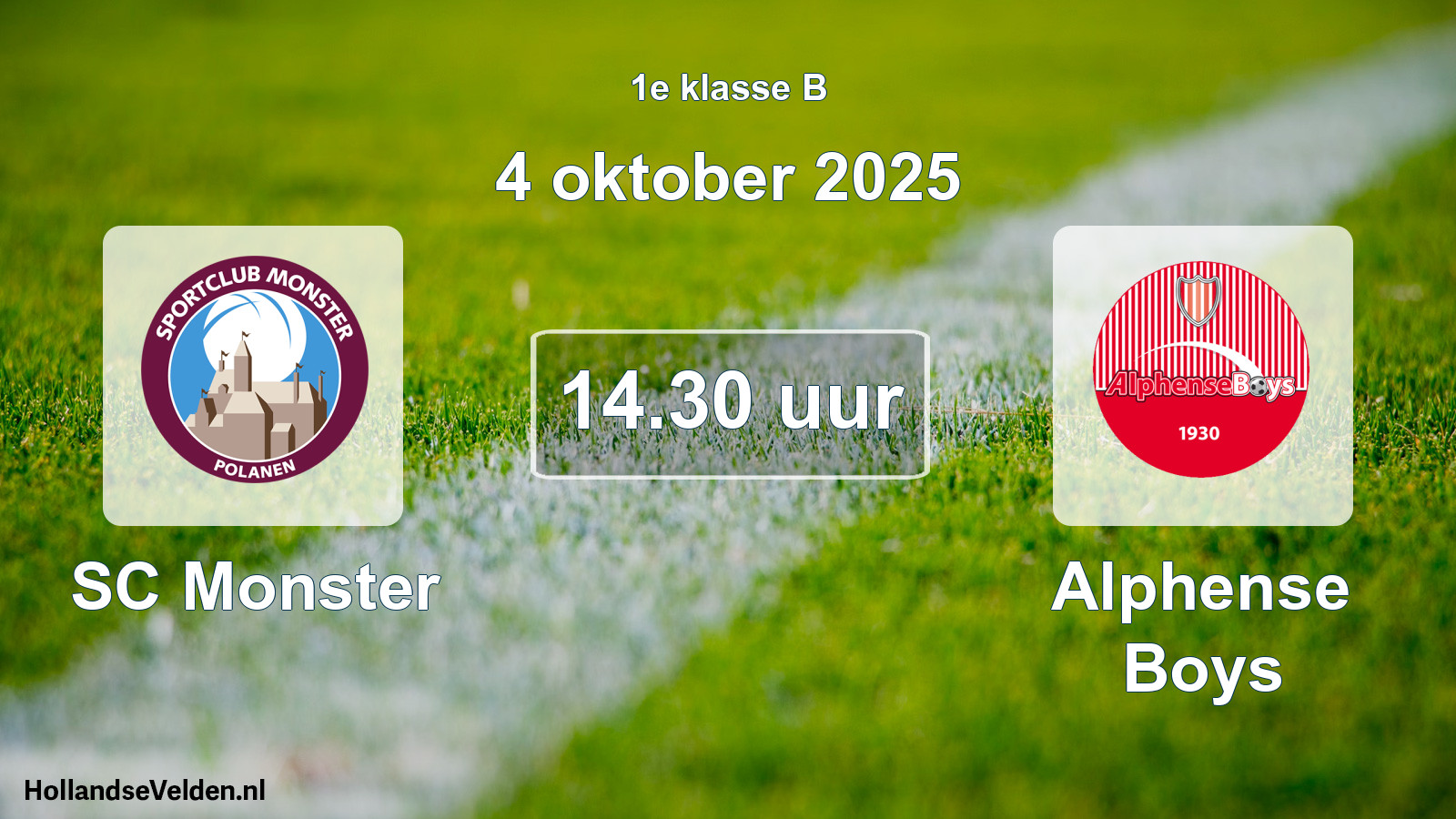Geplande wedstrijd: SC Monster - Alphense Boys (4 oktober 2025)