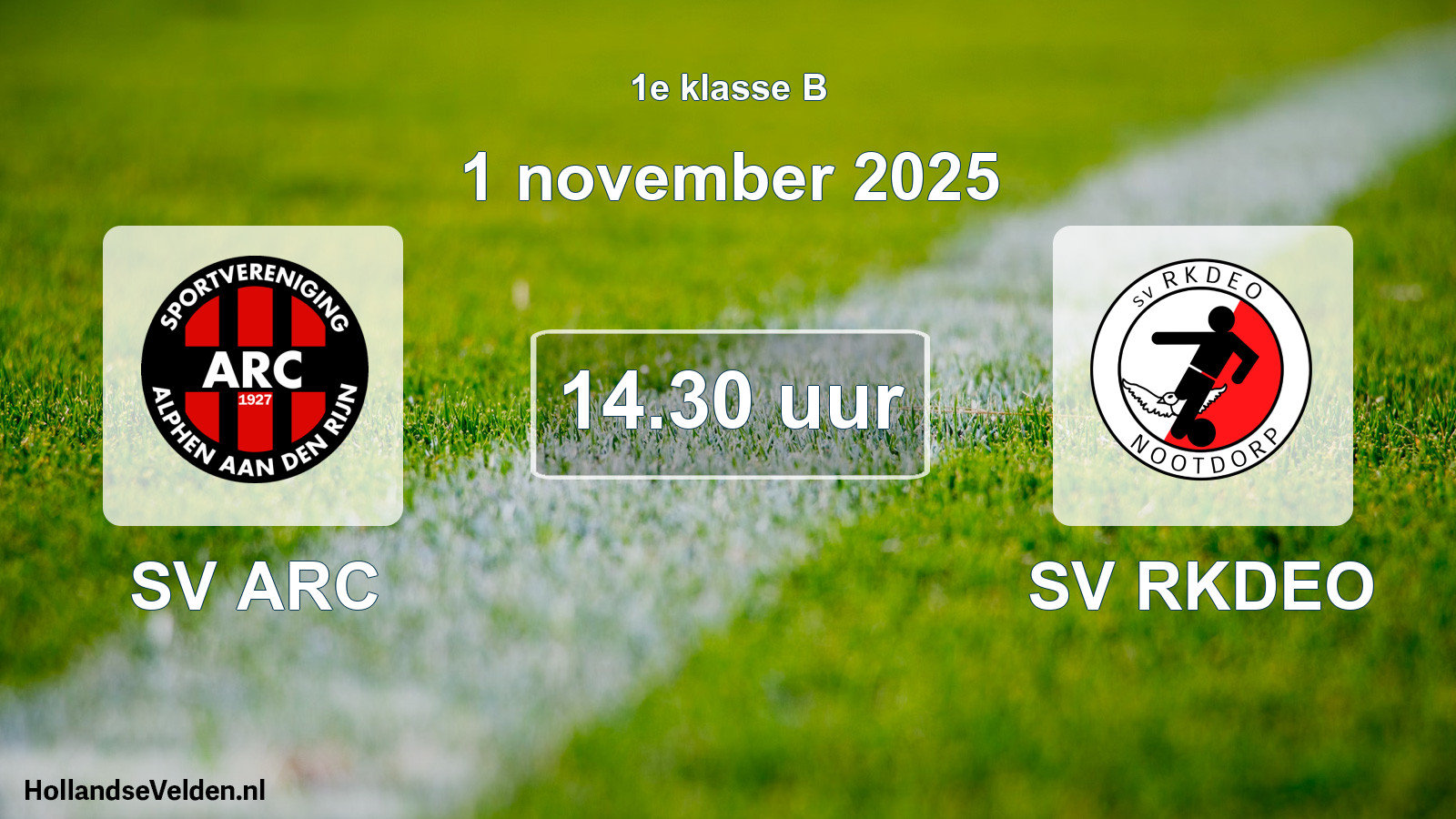 Geplande wedstrijd: SV ARC - SV RKDEO (1 november 2025)