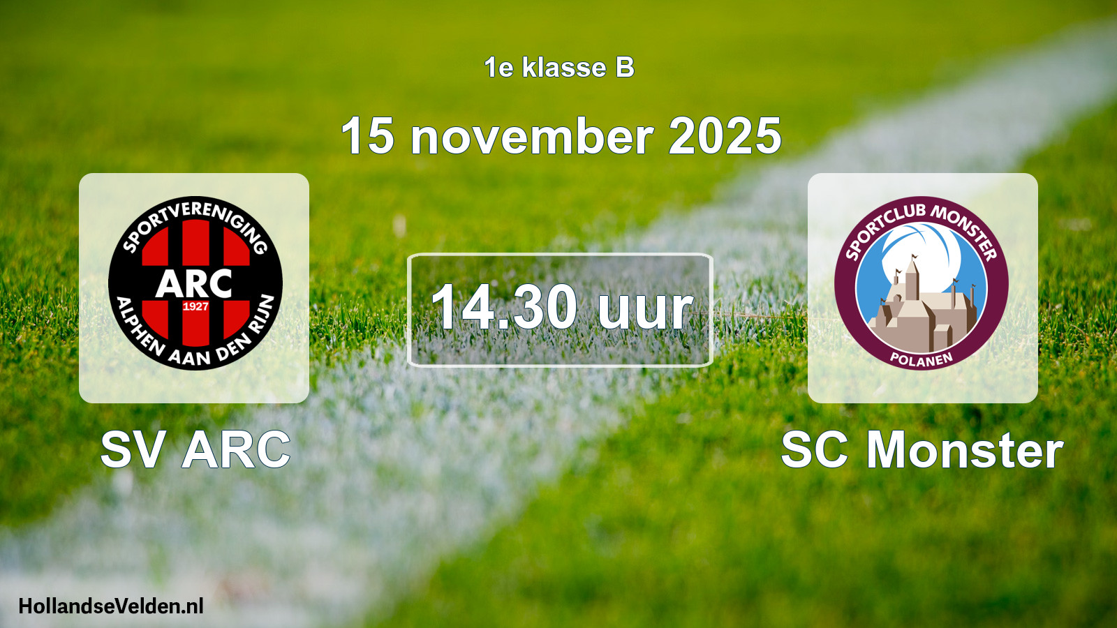 Geplande wedstrijd: SV ARC - SC Monster (15 november 2025)