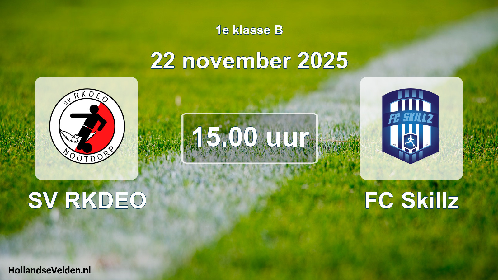 Geplande wedstrijd: SV RKDEO - FC Skillz (22 november 2025)