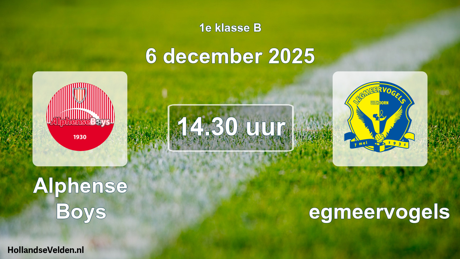 Geplande wedstrijd: Alphense Boys - Legmeervogels (6 december 2025)
