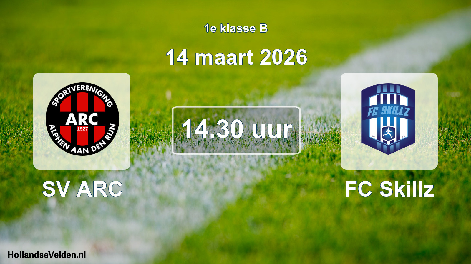 Geplande wedstrijd: SV ARC - FC Skillz (14 maart 2026)