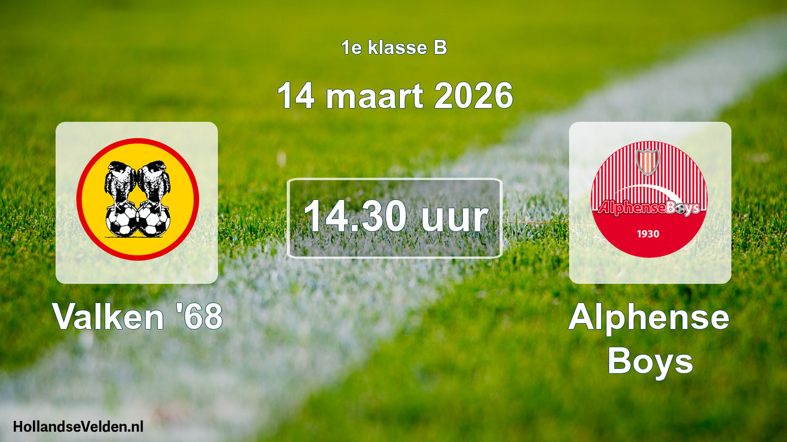 Geplande wedstrijd: Valken '68 - Alphense Boys (14 maart 2026)