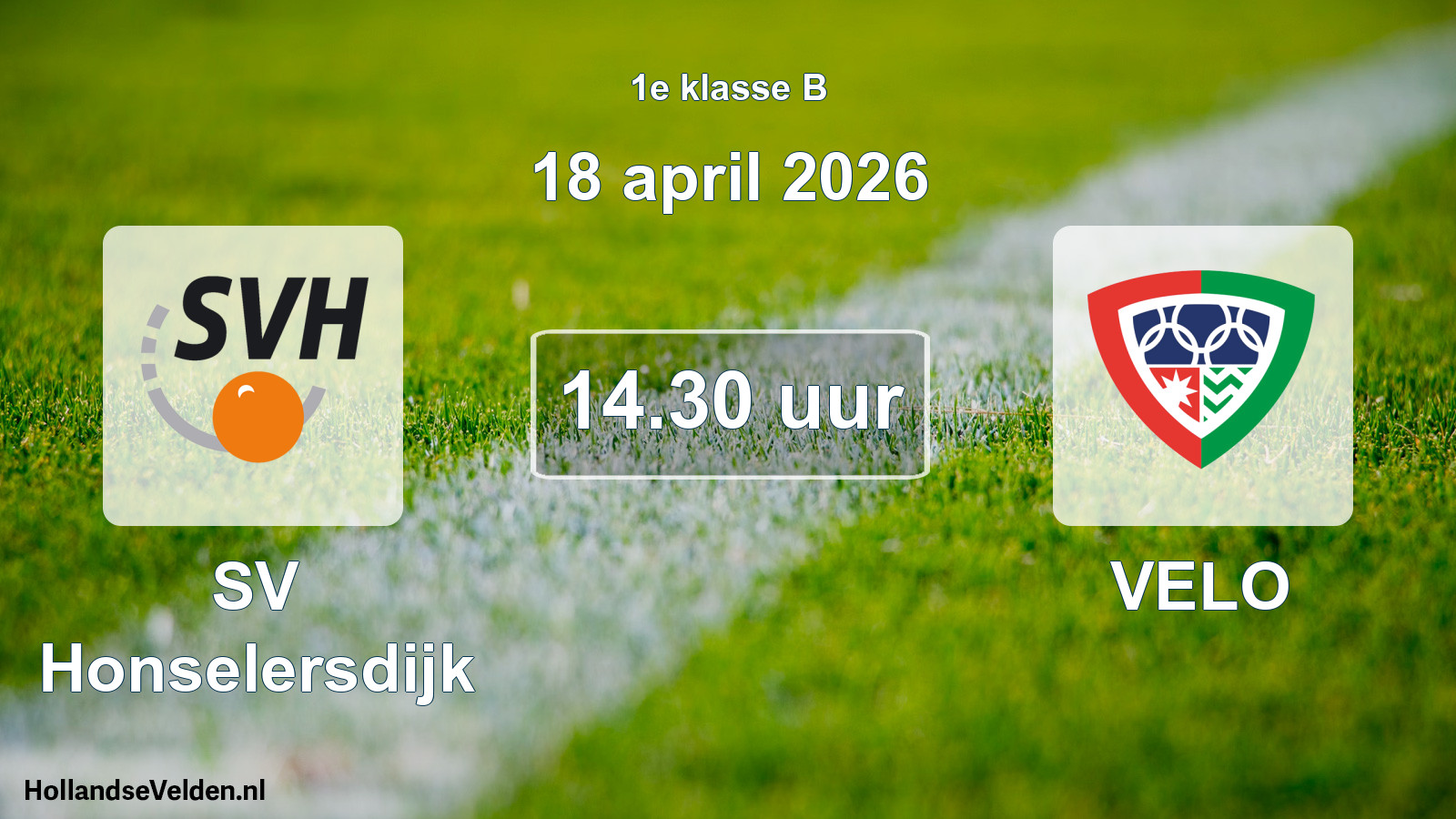 Geplande wedstrijd: SV Honselersdijk - VELO (18 april 2026)