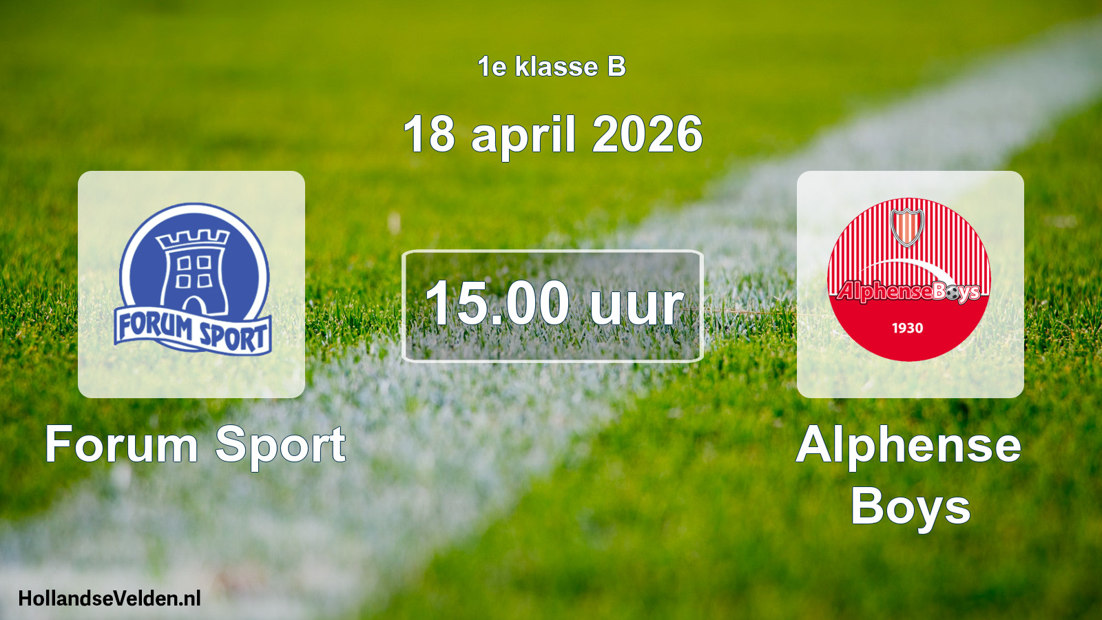 Geplande wedstrijd: Forum Sport - Alphense Boys (18 april 2026)