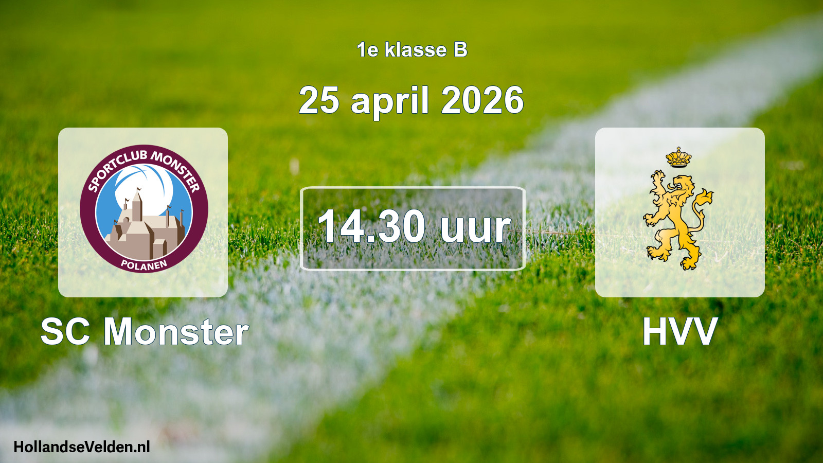 Geplande wedstrijd: SC Monster - HVV (25 april 2026)