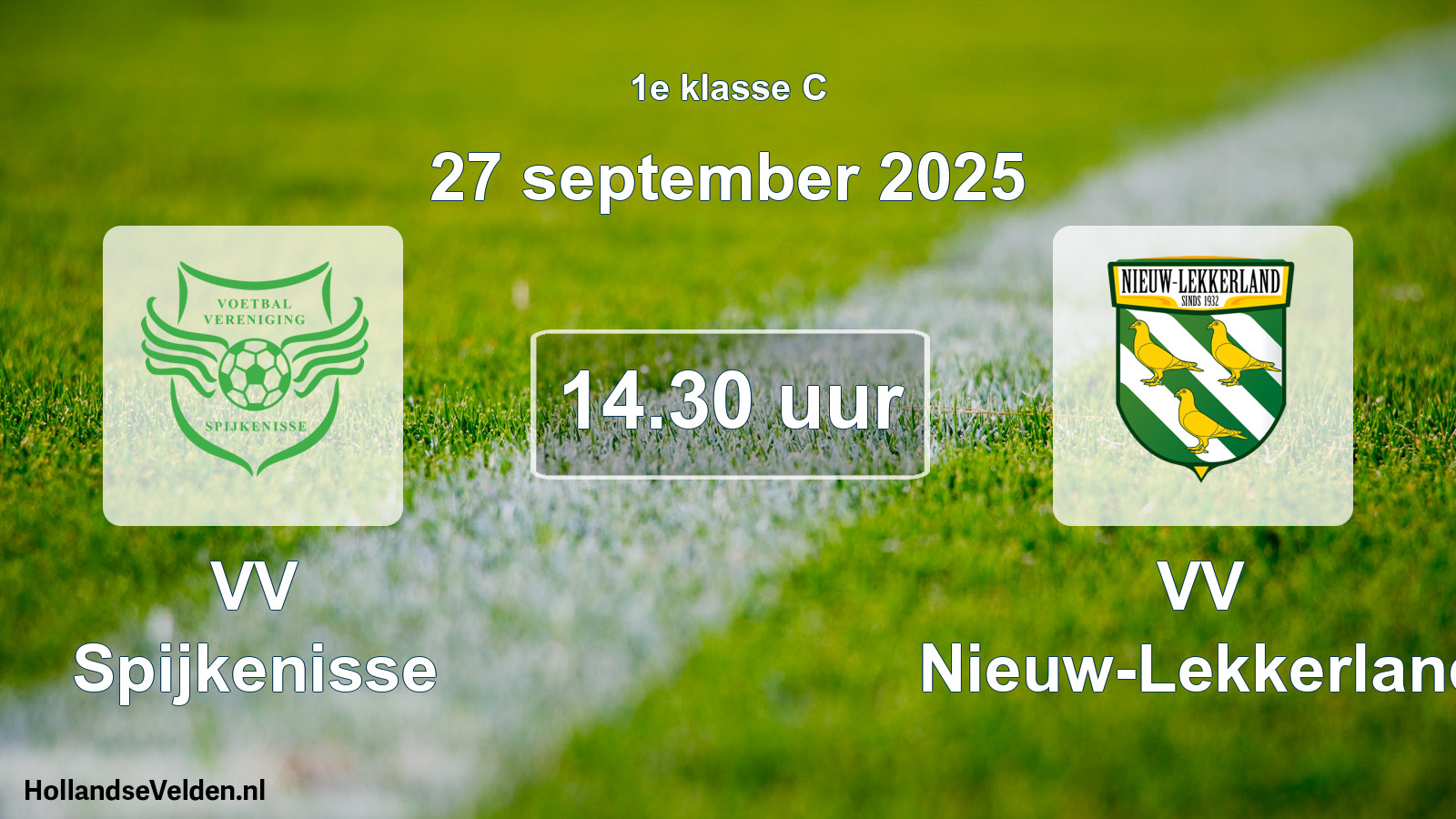 Geplande wedstrijd: VV Spijkenisse - VV Nieuw-Lekkerland (27 september 2025)