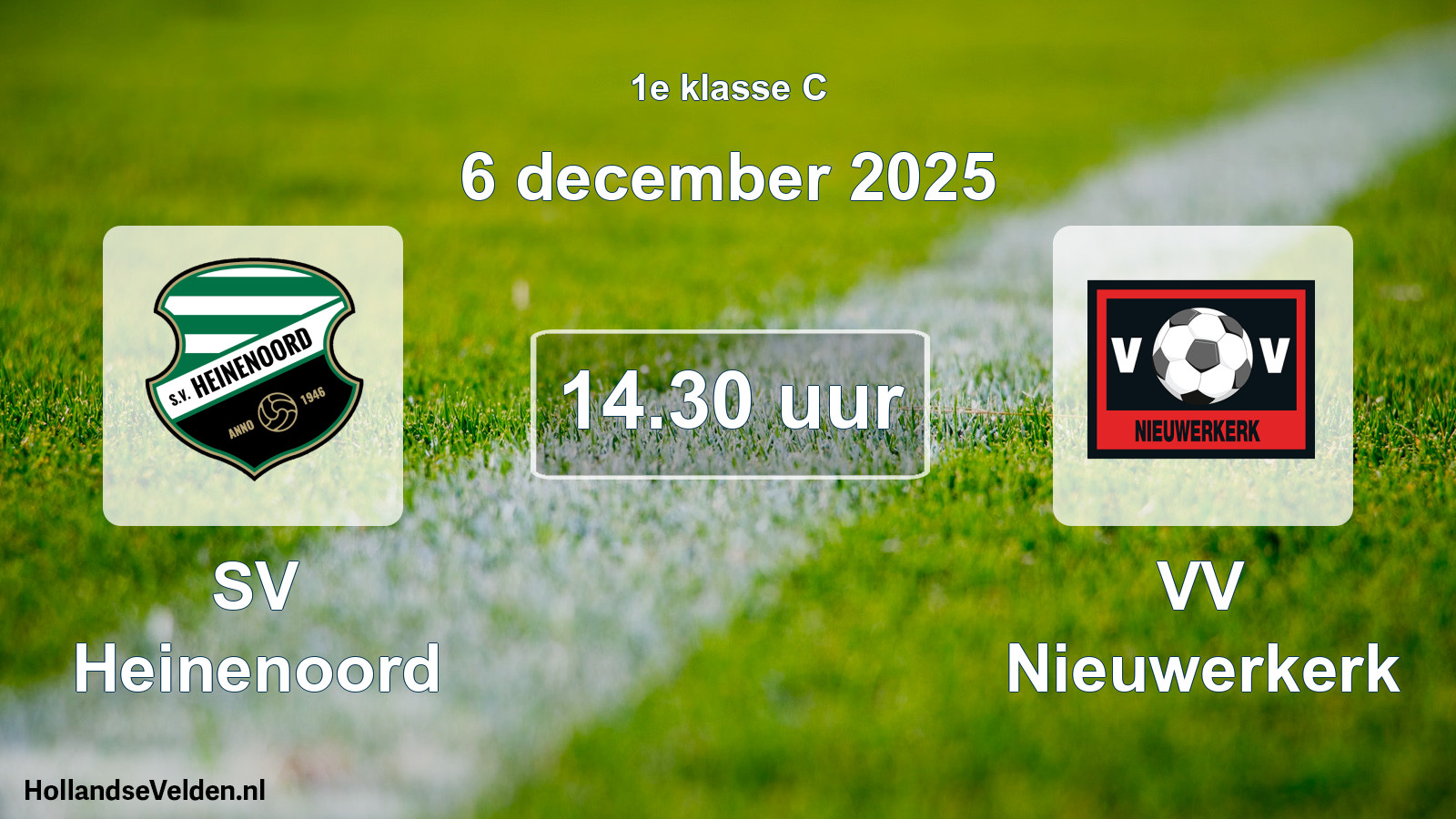Geplande wedstrijd: SV Heinenoord - VV Nieuwerkerk (6 december 2025)