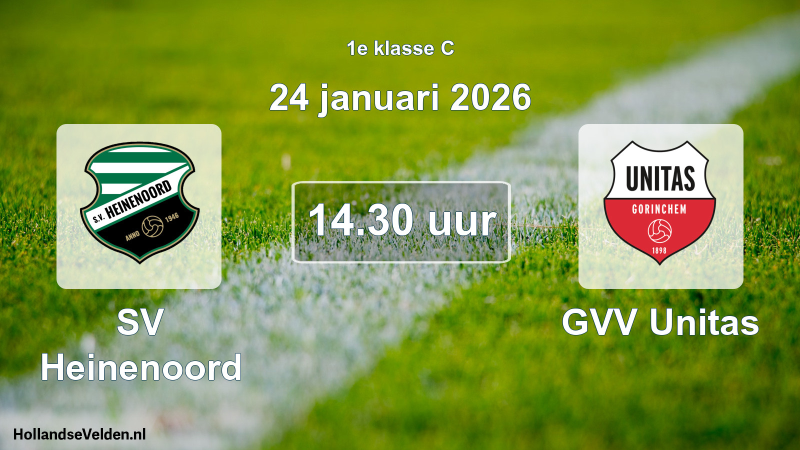 Geplande wedstrijd: SV Heinenoord - GVV Unitas (24 januari 2026)