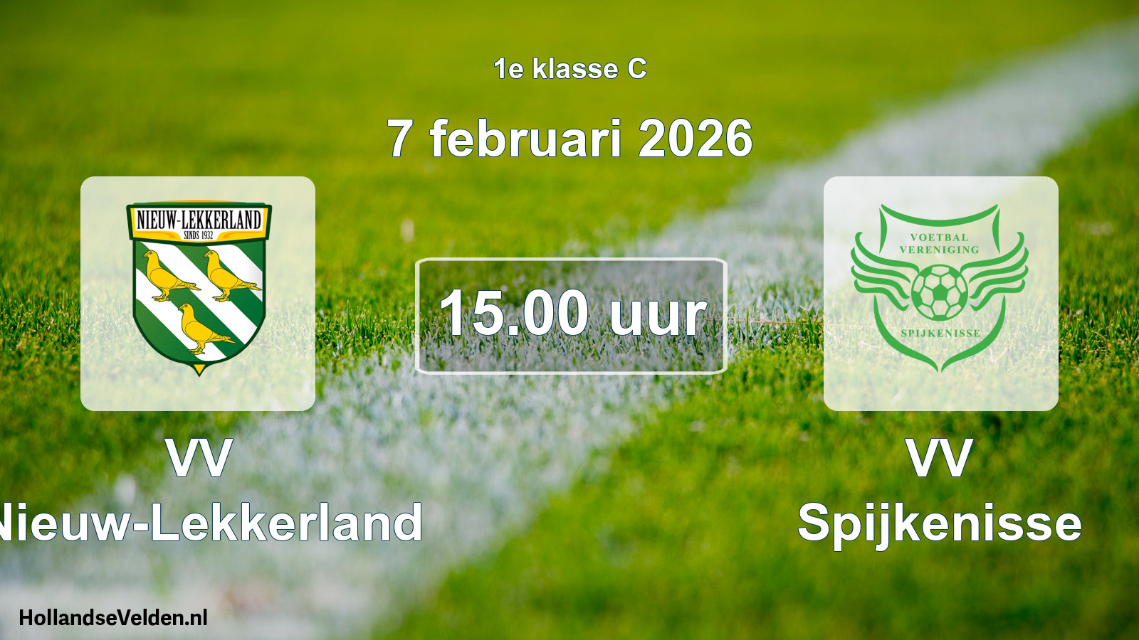 Geplande wedstrijd: VV Nieuw-Lekkerland - VV Spijkenisse (7 februari 2026)