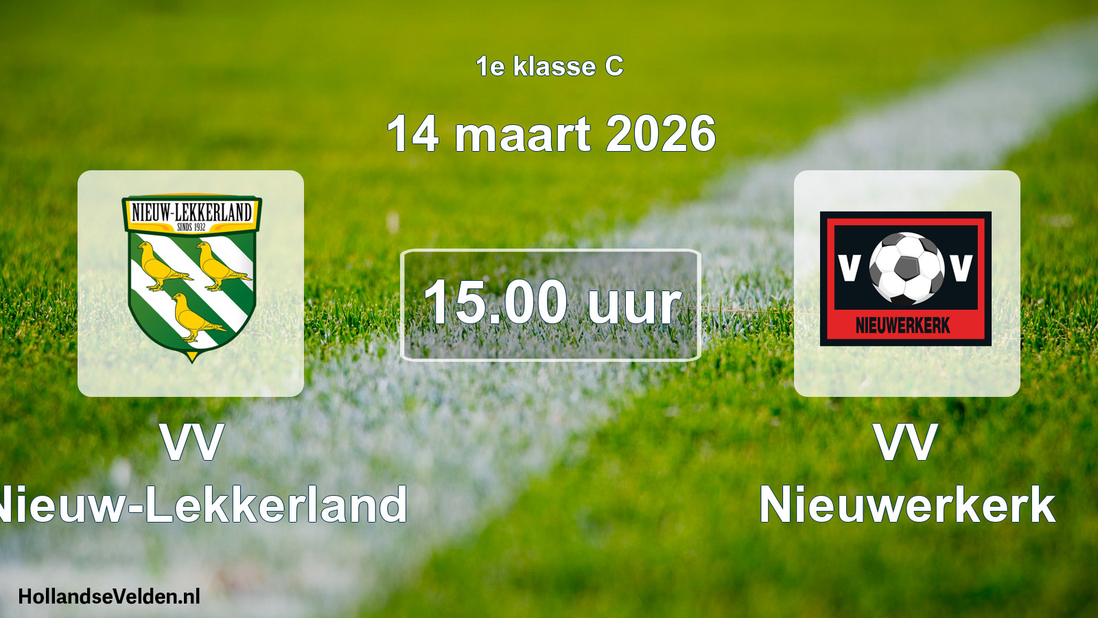 Geplande wedstrijd: VV Nieuw-Lekkerland - VV Nieuwerkerk (14 maart 2026)