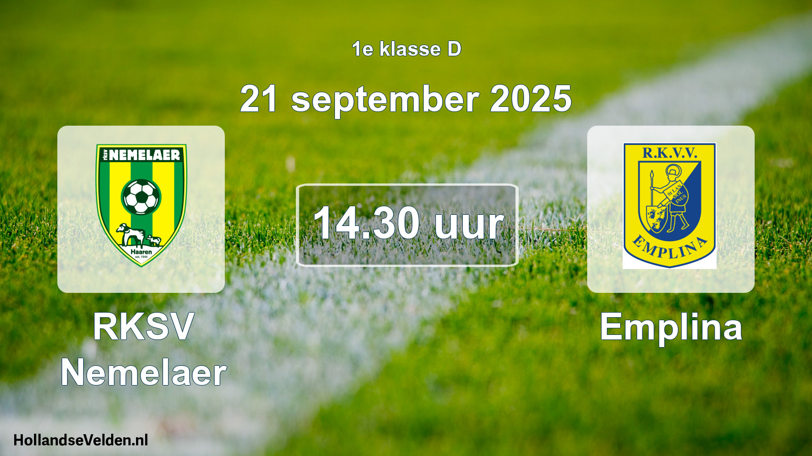 Geplande wedstrijd: RKSV Nemelaer - Emplina (21 september 2025)