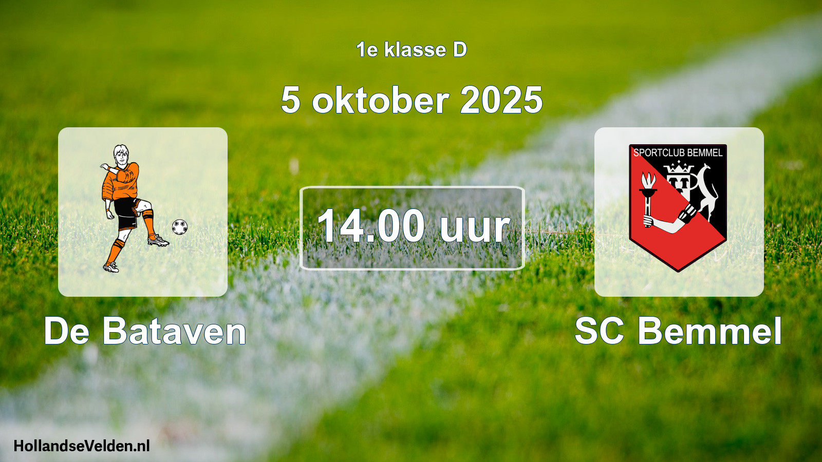 Geplande wedstrijd: De Bataven - SC Bemmel (5 oktober 2025)