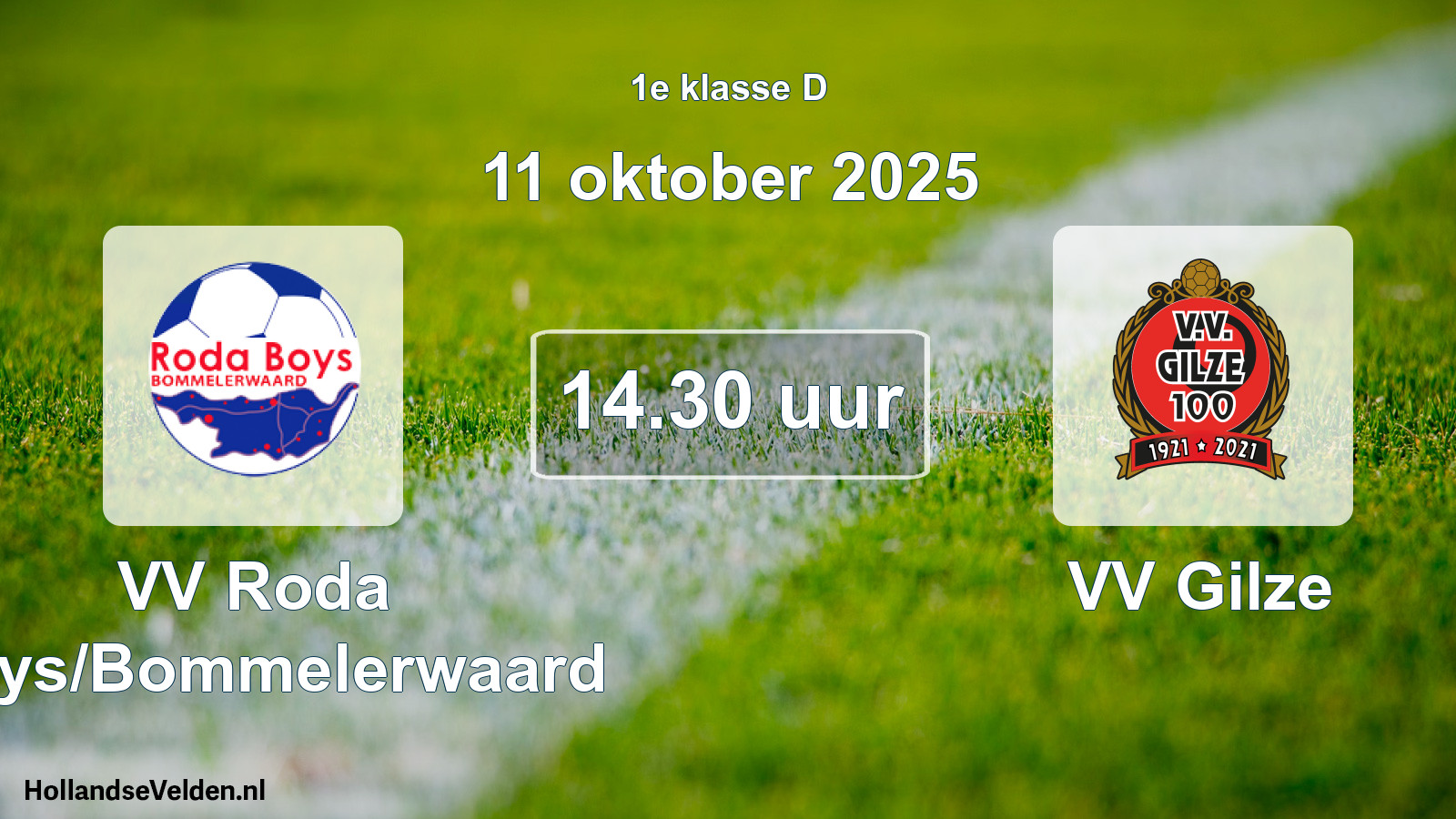 Scheduled Match: VV Roda Boys/Bommelerwaard - VV Gilze (11 October 2025)