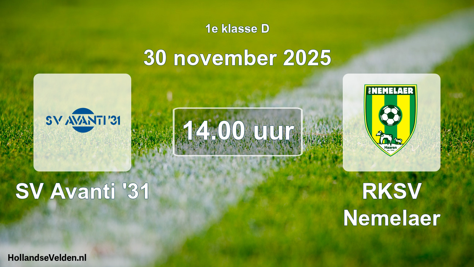 Scheduled Match: SV Avanti '31 - RKSV Nemelaer (30 November 2025)