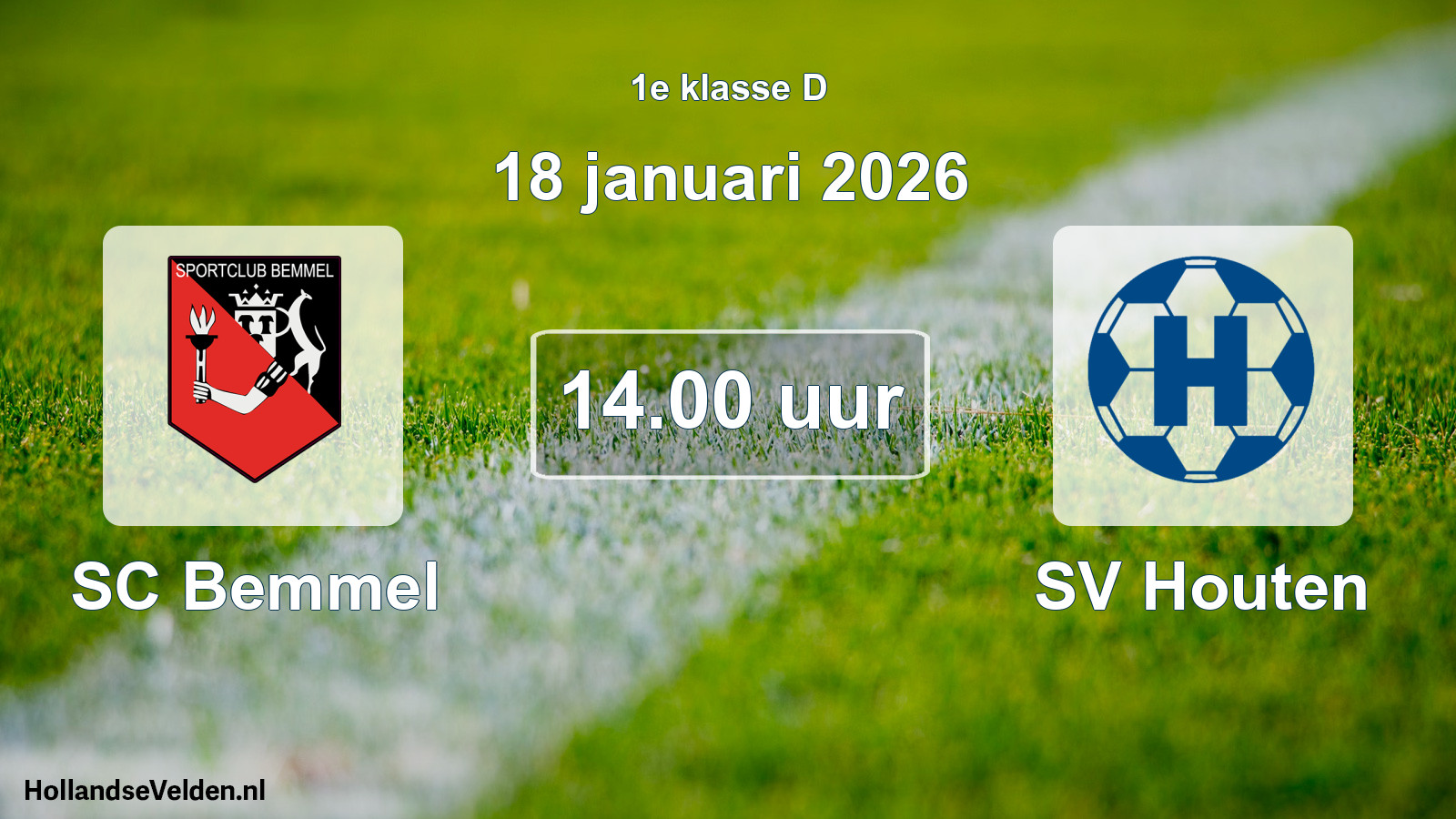 Geplande wedstrijd: SC Bemmel - SV Houten (18 januari 2026)