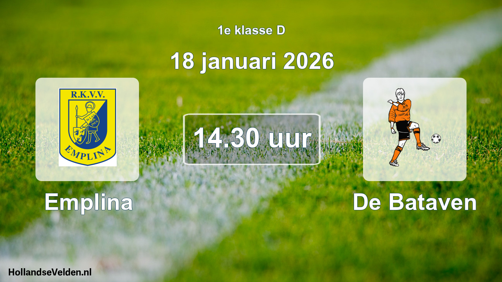 Geplande wedstrijd: Emplina - De Bataven (18 januari 2026)