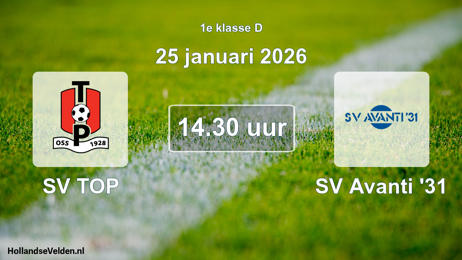 Geplande wedstrijd: SV TOP - SV Avanti '31 (25 januari 2026)