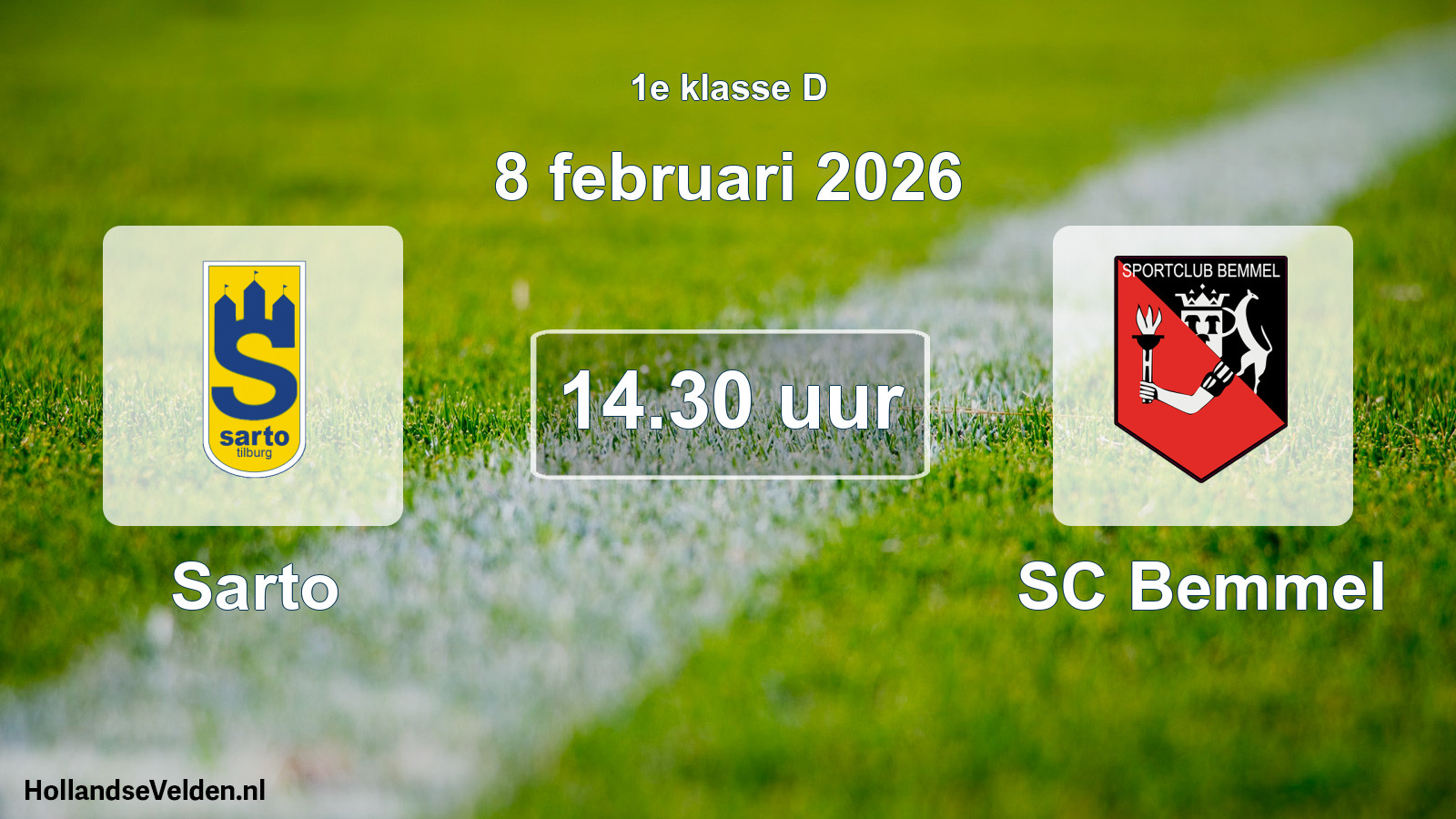 Geplande wedstrijd: Sarto - SC Bemmel (8 februari 2026)