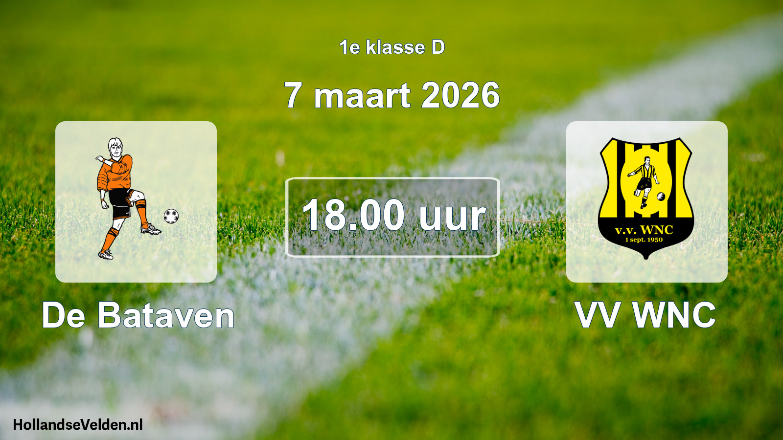 Geplande wedstrijd: De Bataven - VV WNC (7 maart 2026)