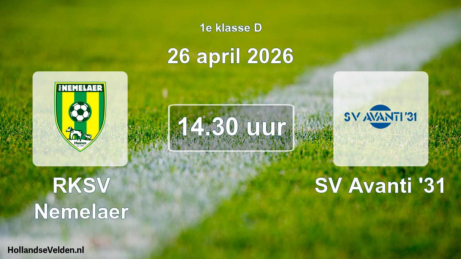 Scheduled Match: RKSV Nemelaer - SV Avanti '31 (26 April 2026)