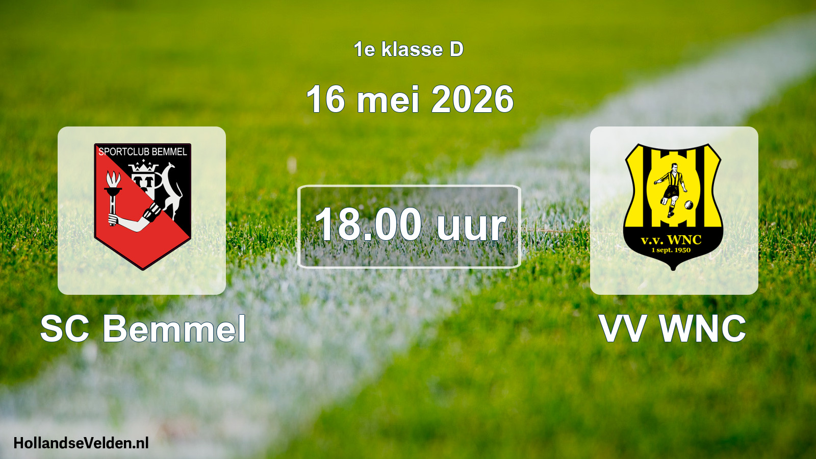 Geplande wedstrijd: SC Bemmel - VV WNC (16 mei 2026)