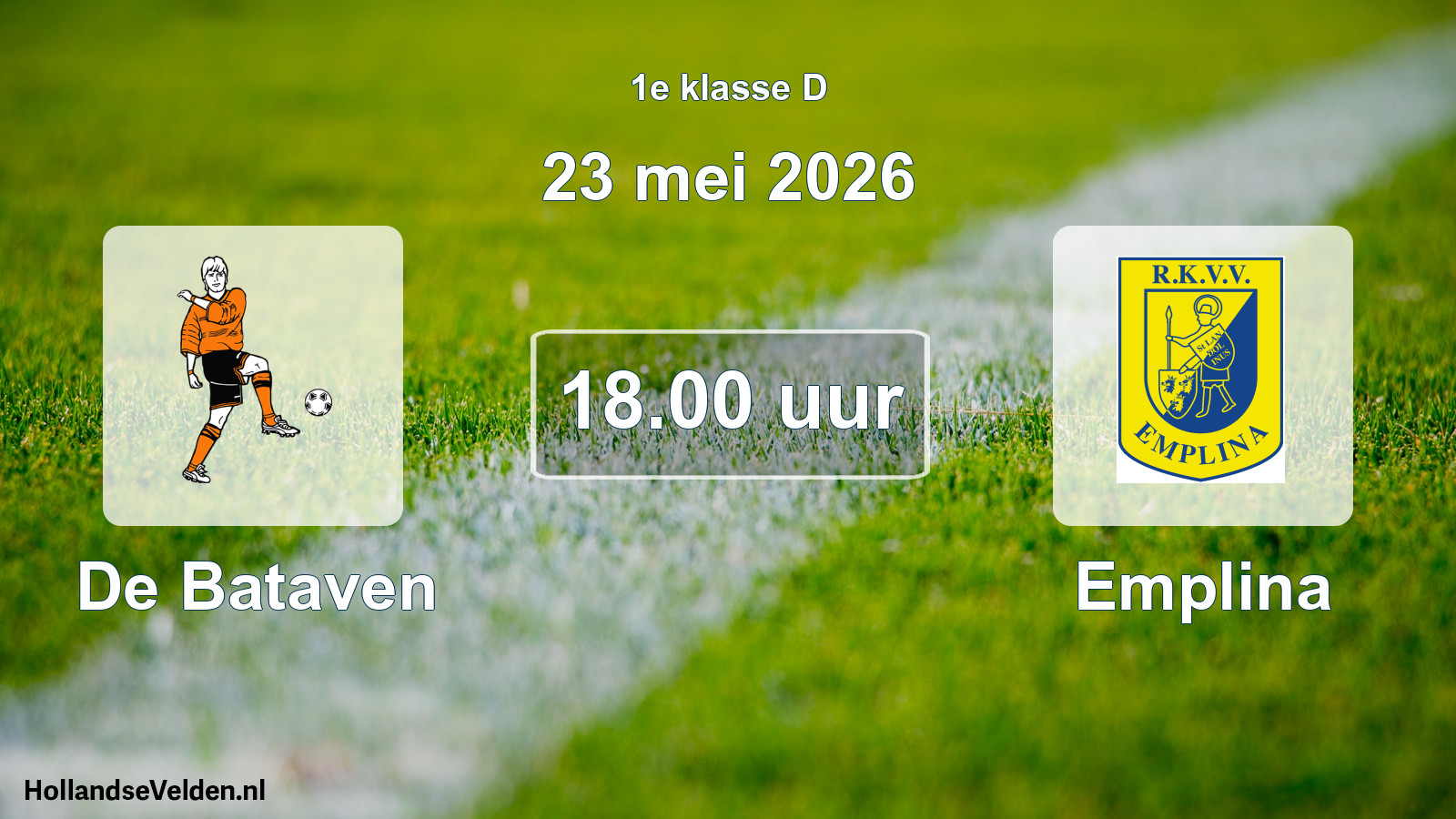 Geplande wedstrijd: De Bataven - Emplina (23 mei 2026)