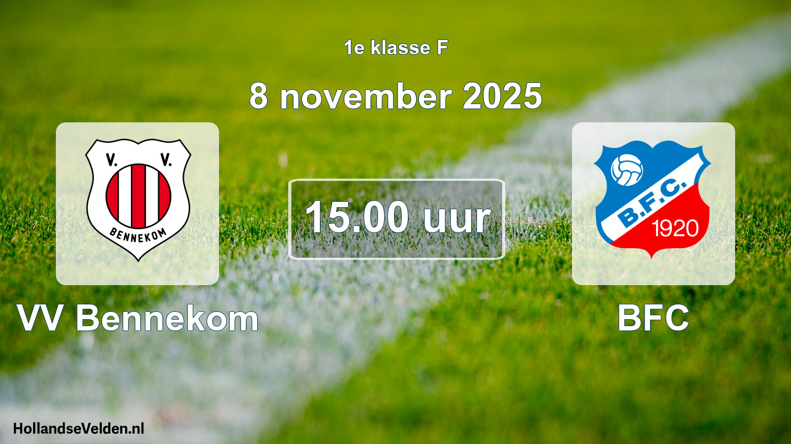 Geplande wedstrijd: VV Bennekom - BFC (8 november 2025)
