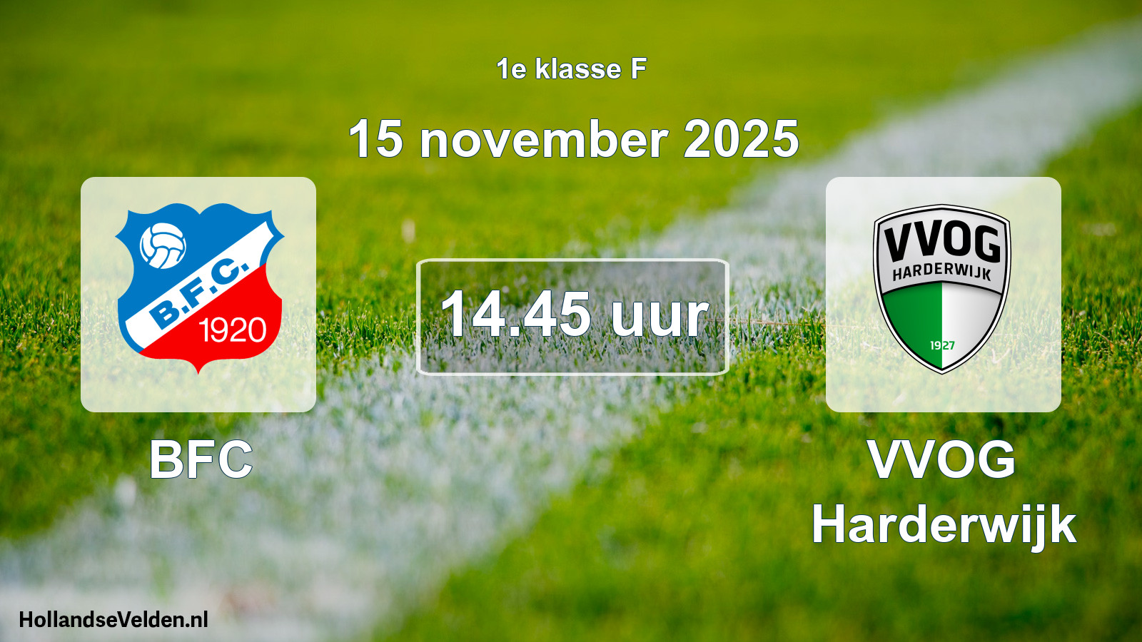 Geplande wedstrijd: BFC - VVOG Harderwijk (15 november 2025)