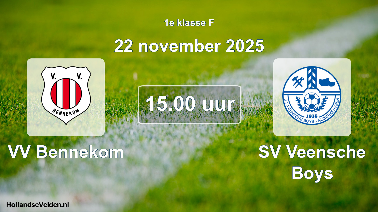 Geplande wedstrijd: VV Bennekom - SV Veensche Boys (22 november 2025)
